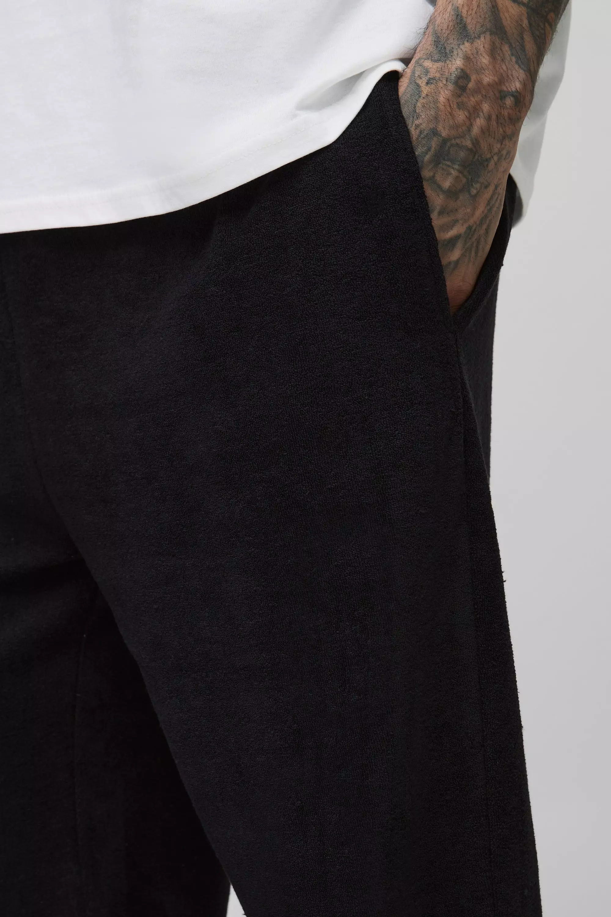 Black Tall Relaxed Fit Premium Towelling Jogger alternative image