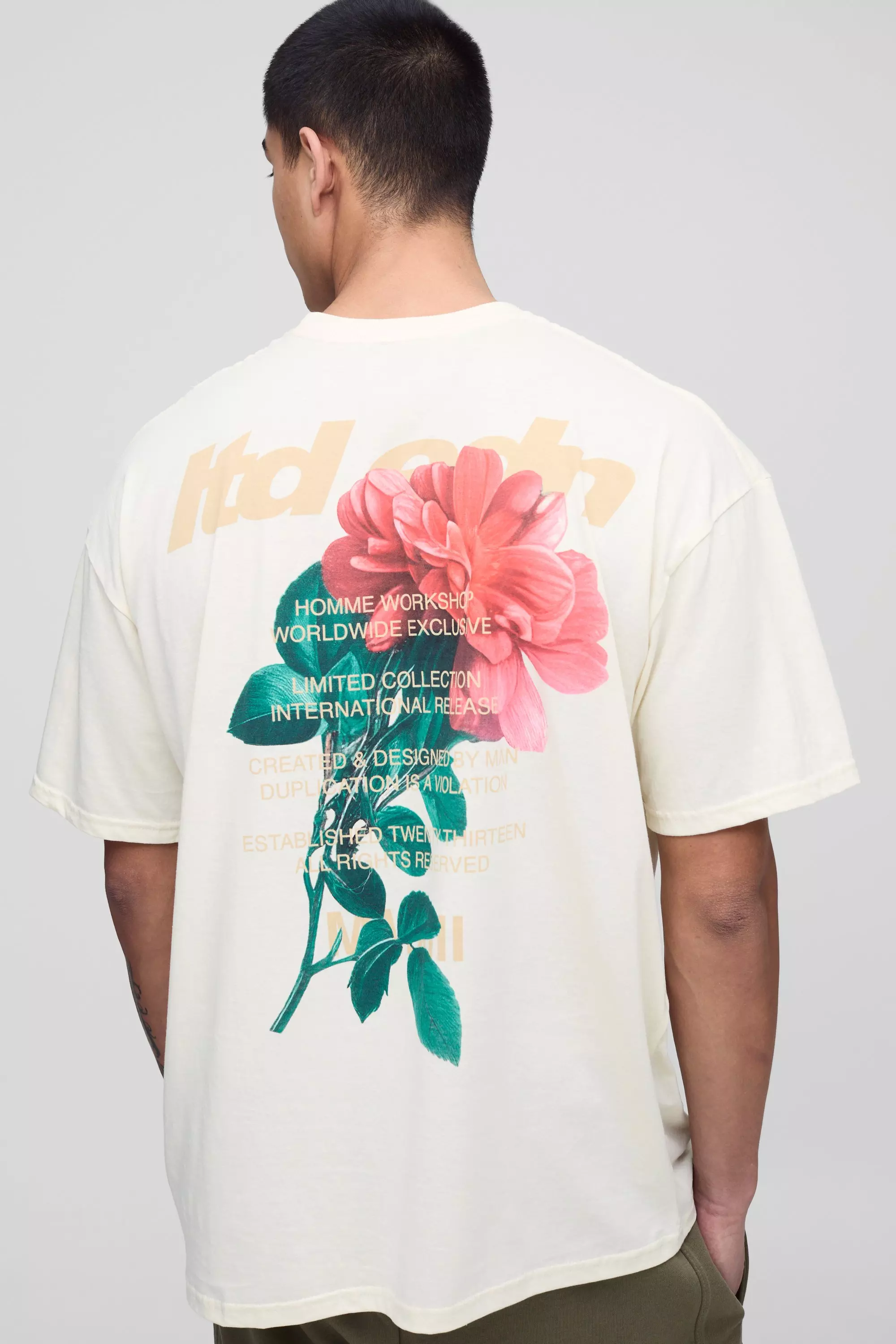Ecru Tall Oversized LTD EDN Rozen T-Shirt alternatieve afbeelding
