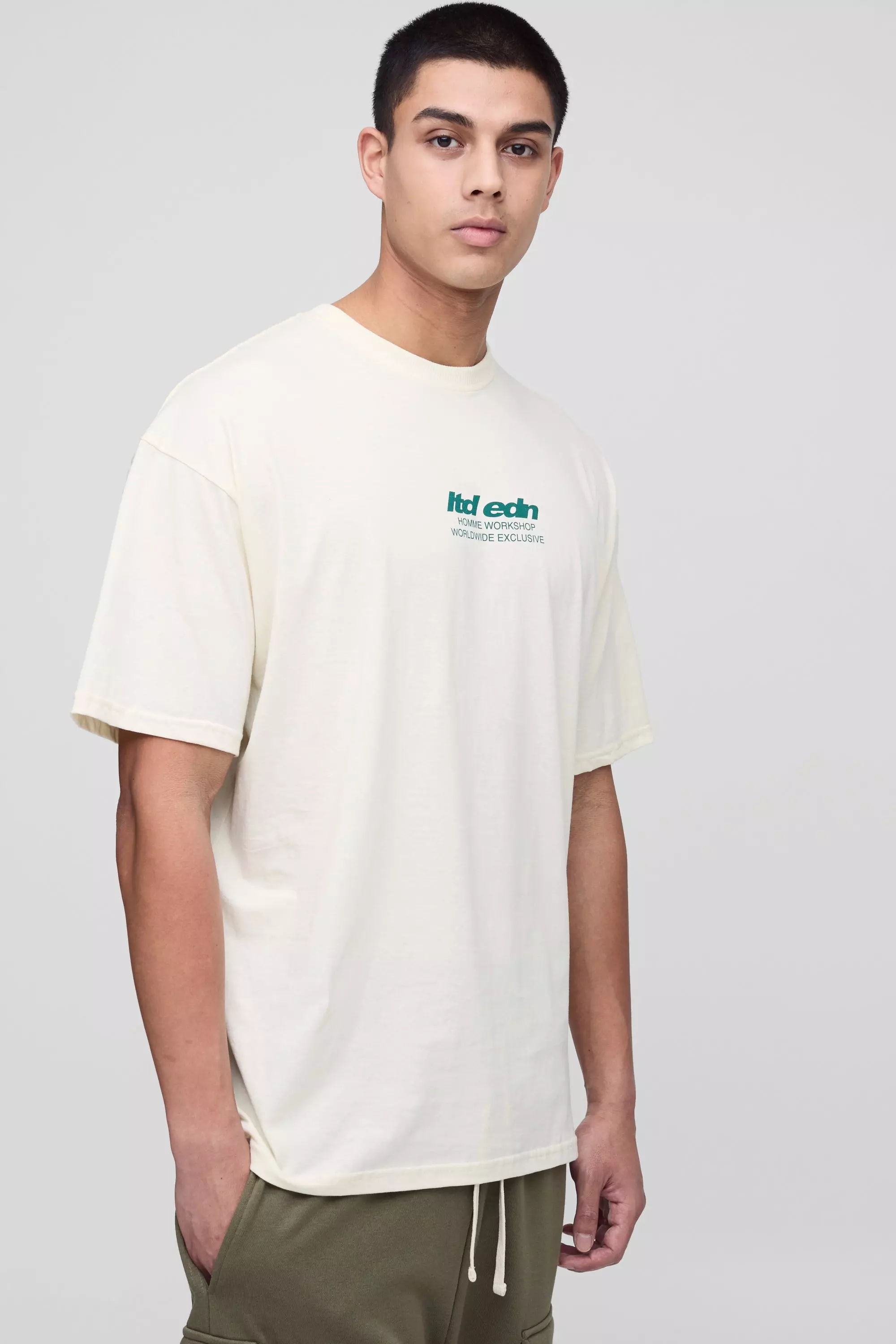 Ecru Tall Oversized LTD EDN Rose Print T-Shirt alternative image