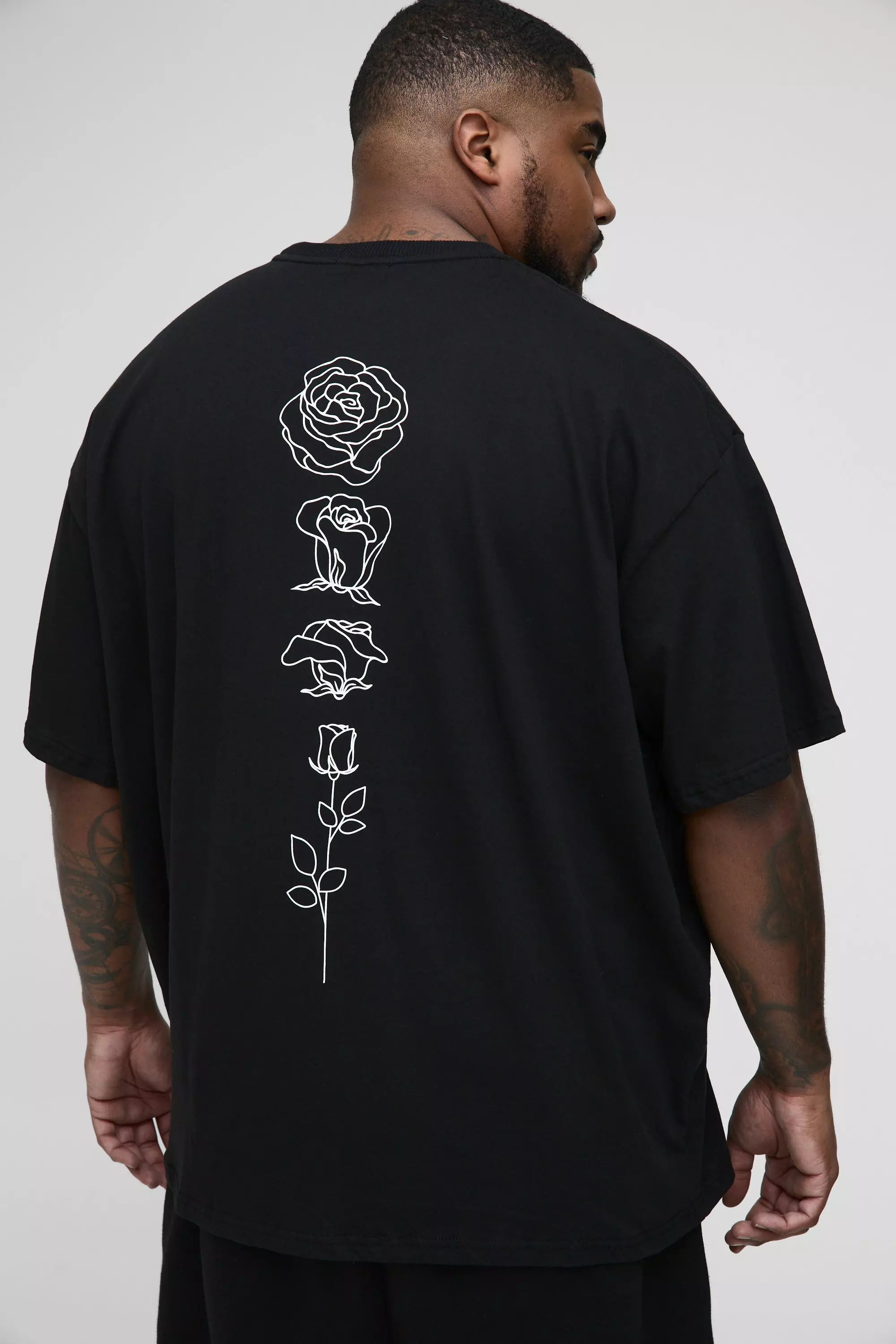 Plus Oversize T-Shirt mit floralem Print, Black alternatives Bild