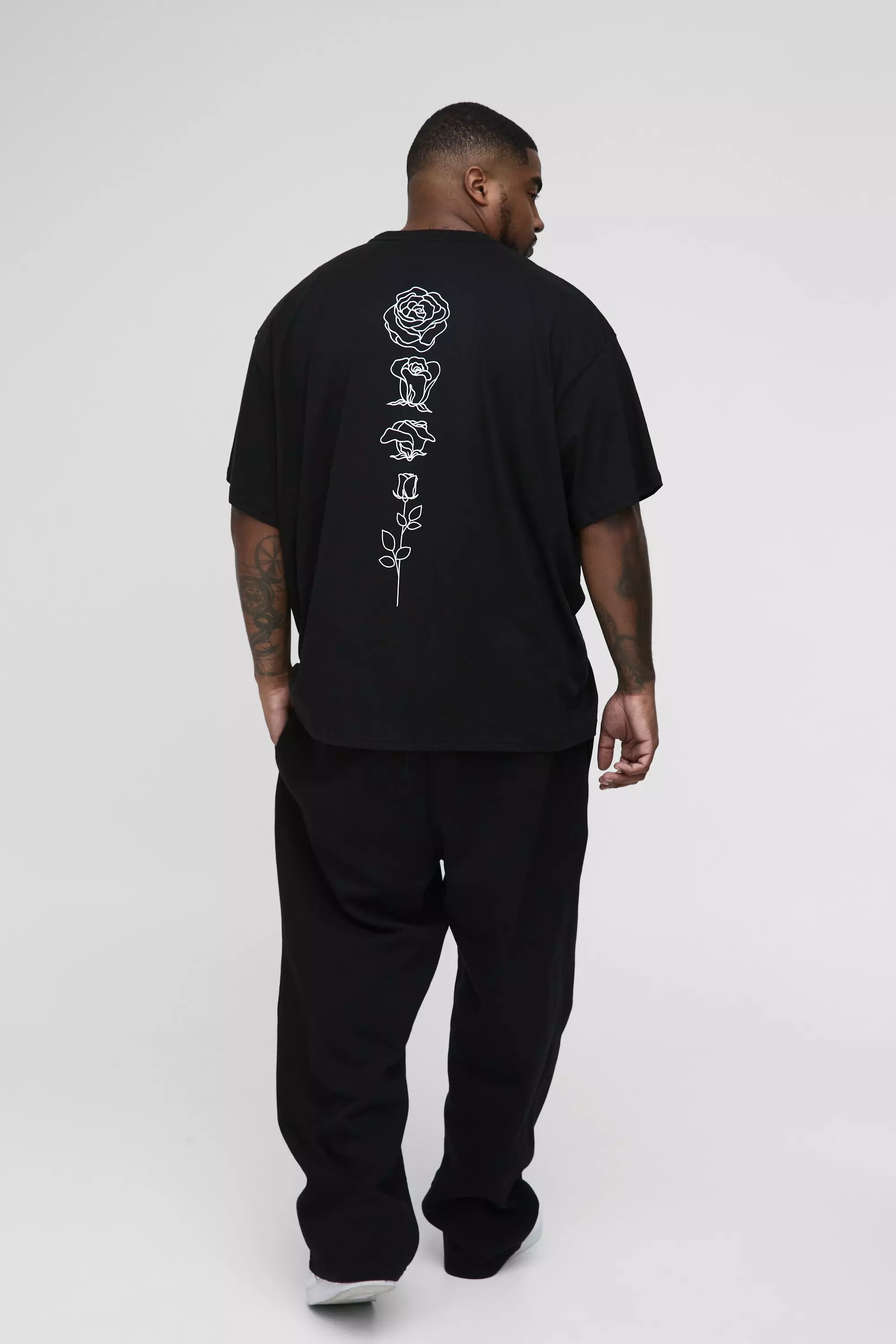 Grande taille - T-shirt oversize fleuri, Black autre image