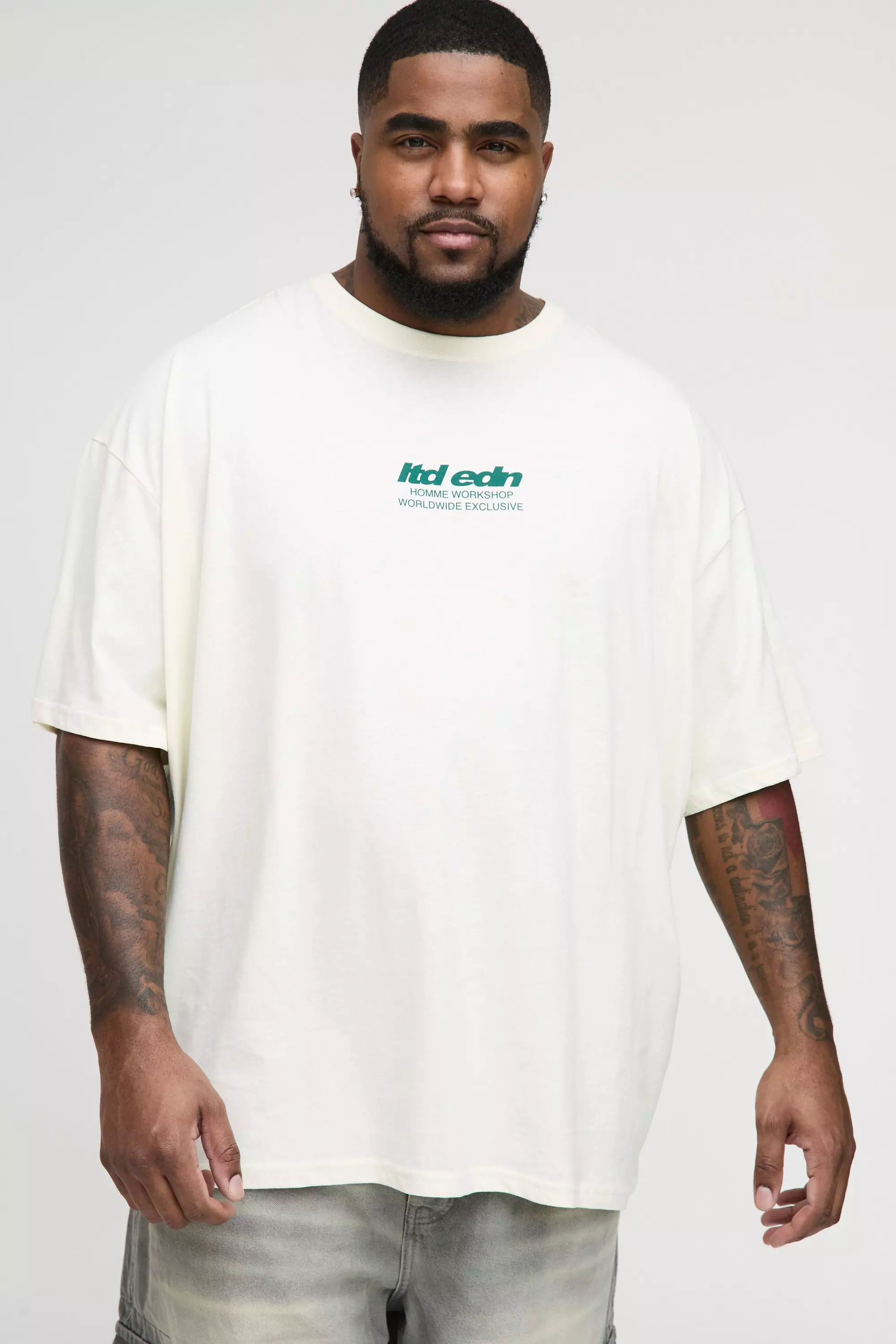 Ecru Plus Oversized LTD EDN Rose Print T-Shirt alternative image