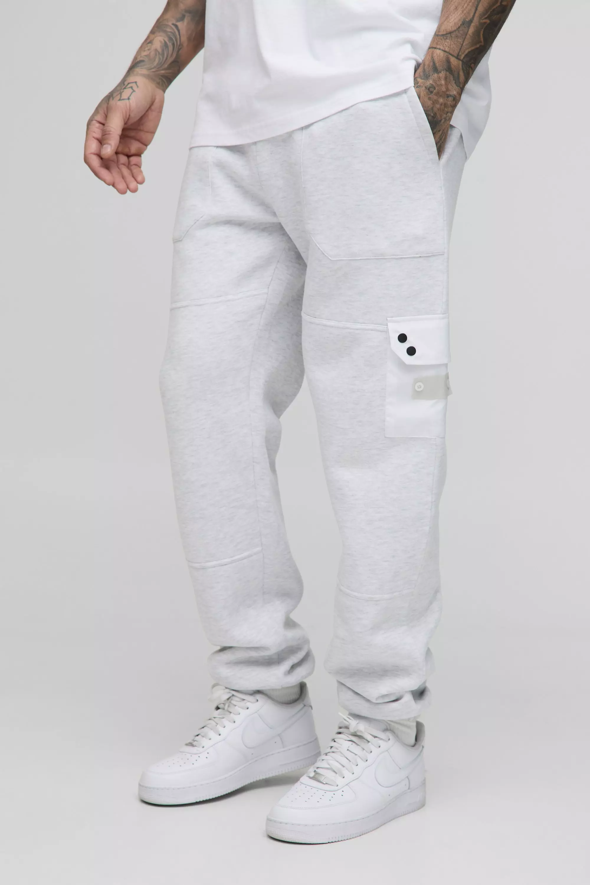 Grey marl Tall Regular Fit Utility Pocket Jersey Sweatpants alternative image