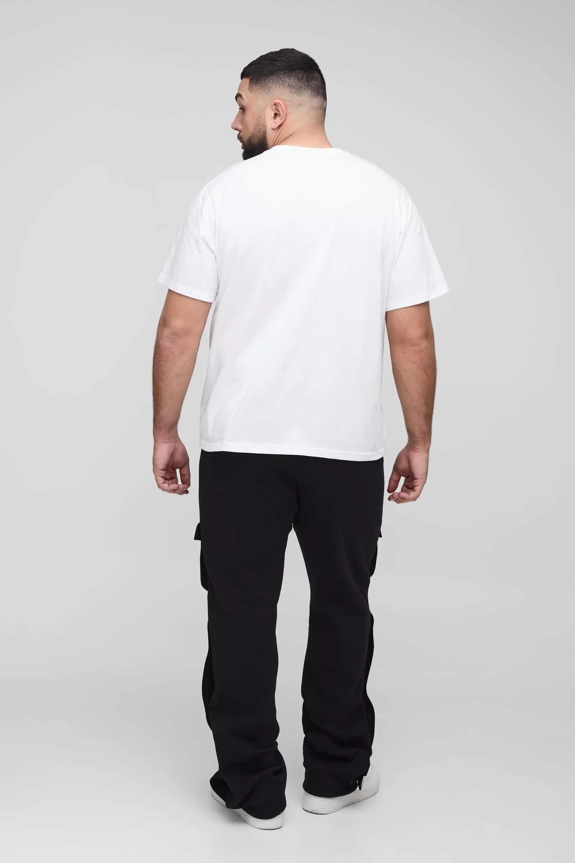 Plus Slim Stacked Flared Popper Detail Sweatpants | boohooMAN USA