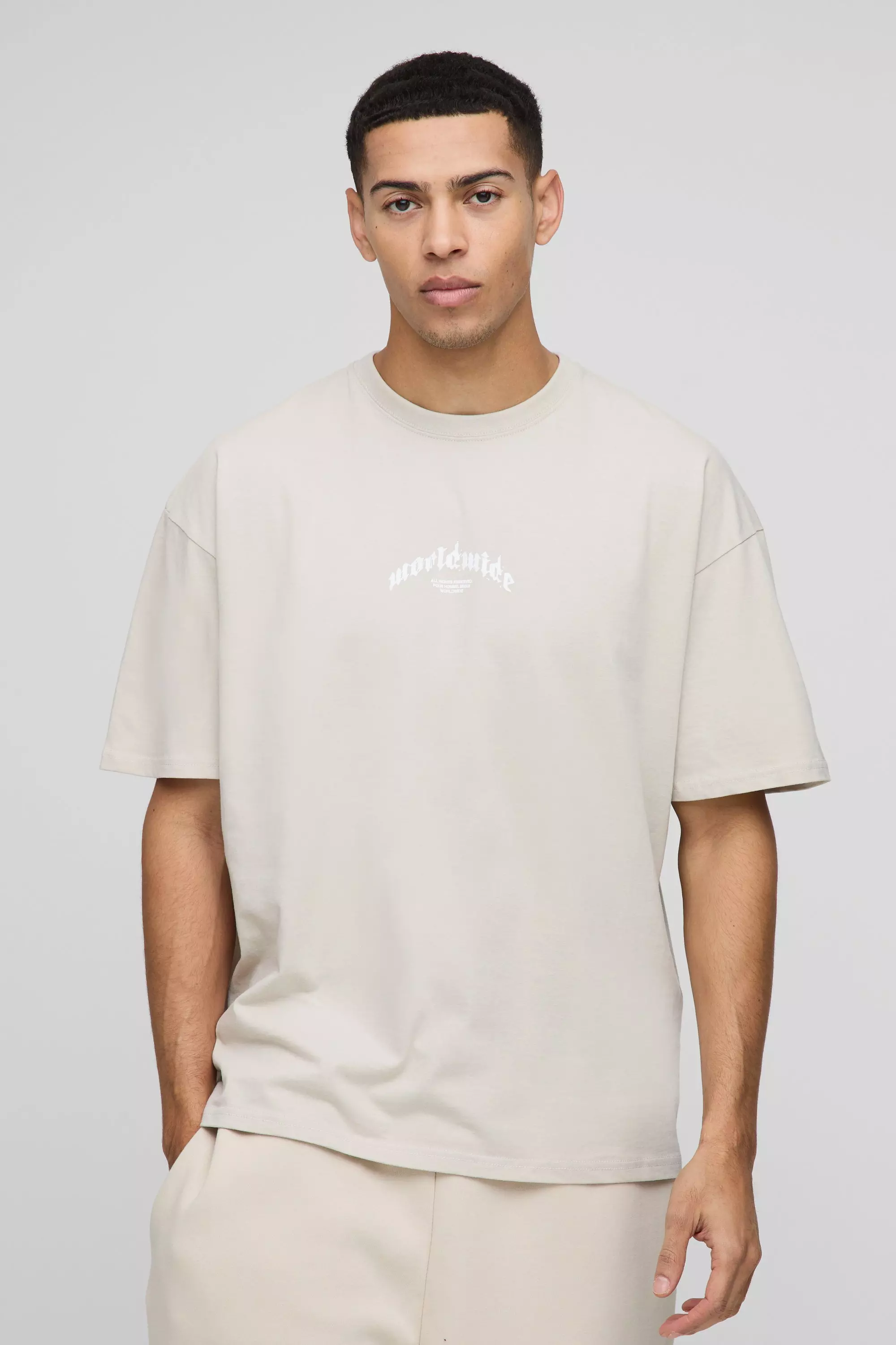 T-shirt oversize imprimé aigle, Stone autre image