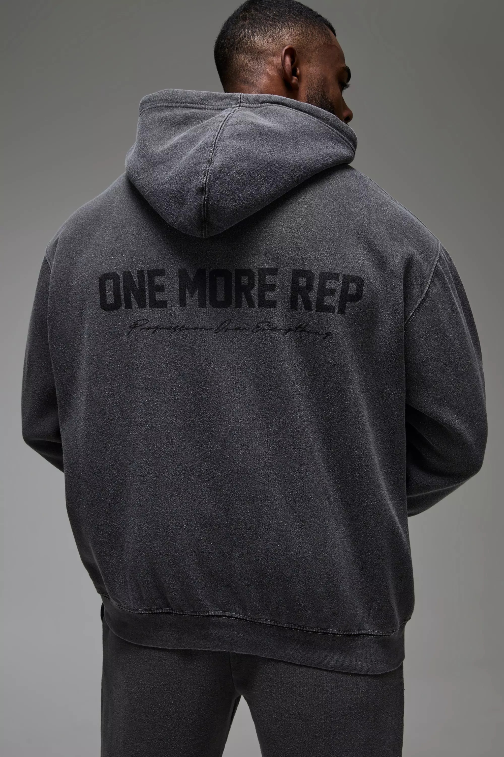 Black Man Active One More Rep Oversized Washed Hoodie