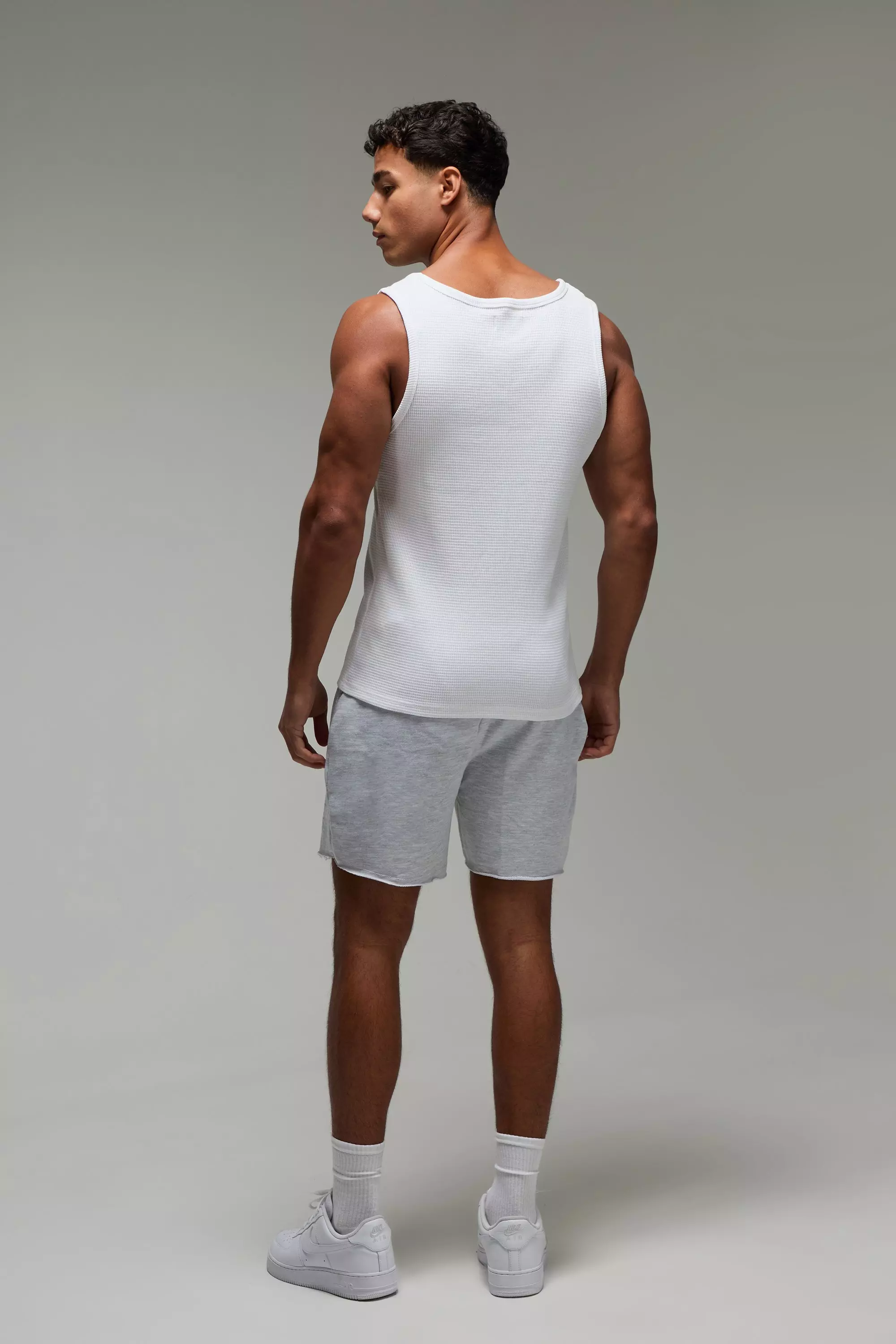 Grey marl Man Active 5inch Loose Fit Raw Edge Shorts alternative image