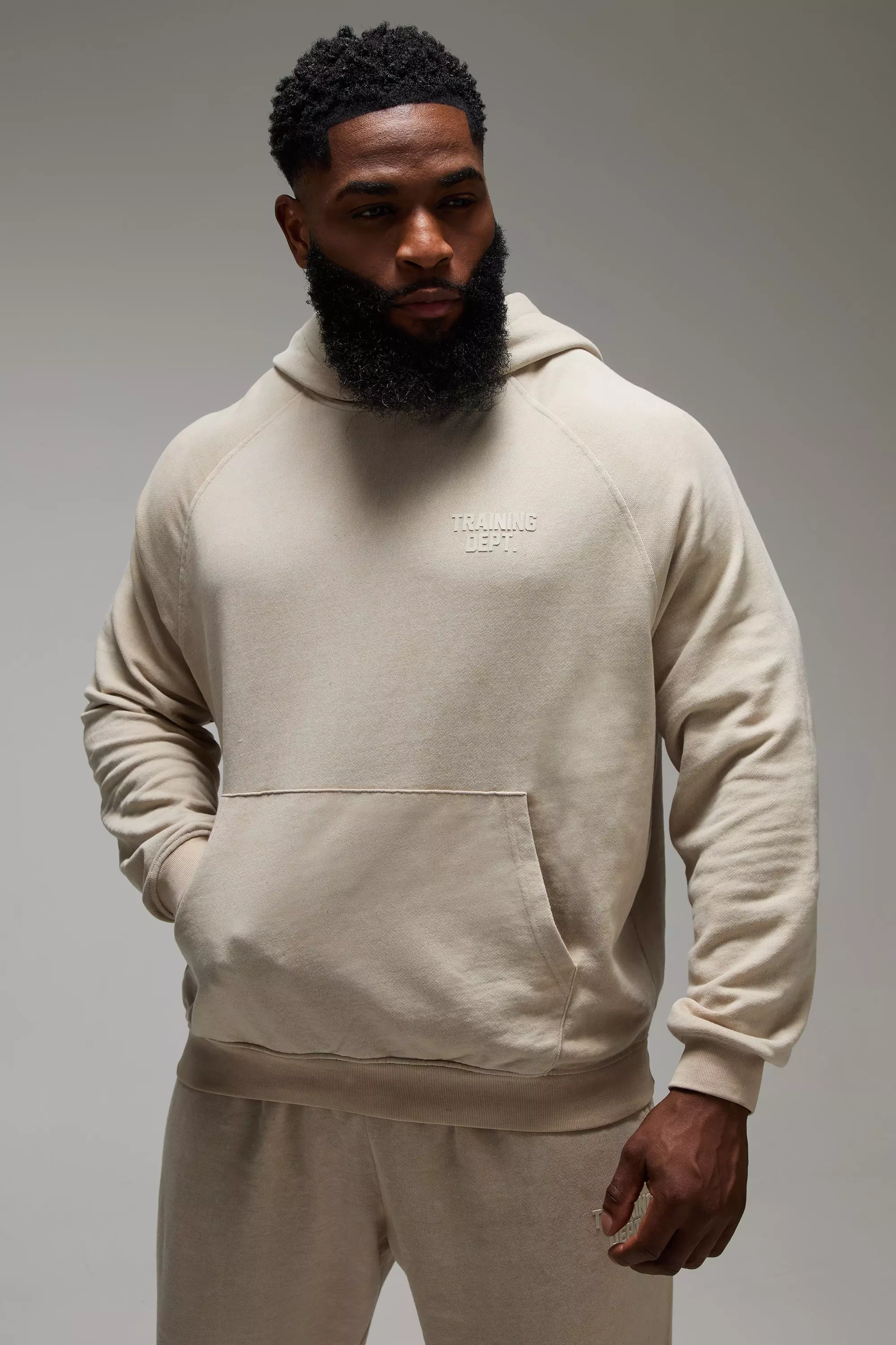 Man Active Training Dept Oversize Hoodie, Stone alternatives Bild