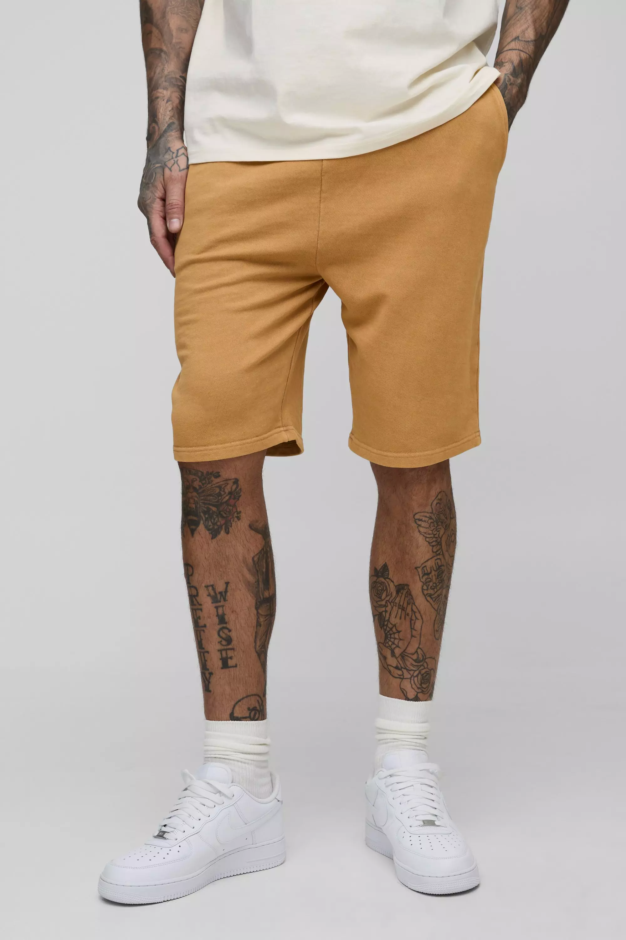 Orange Tall Loose Fit Acid Wash Jersey Shorts alternative image