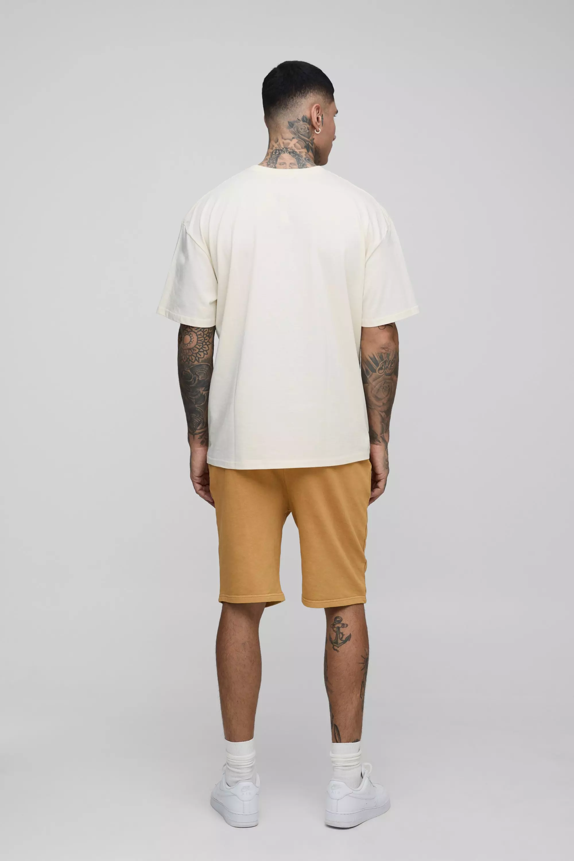 Orange Tall Loose Fit Acid Wash Jersey Shorts alternative image