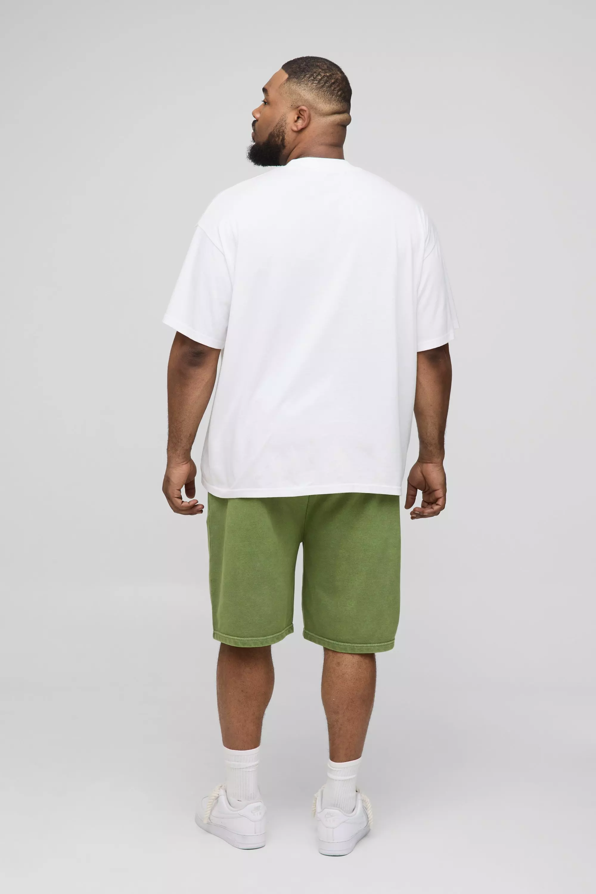 Khaki Plus Loose Fit Acid Wash Sweat Shorts alternative image