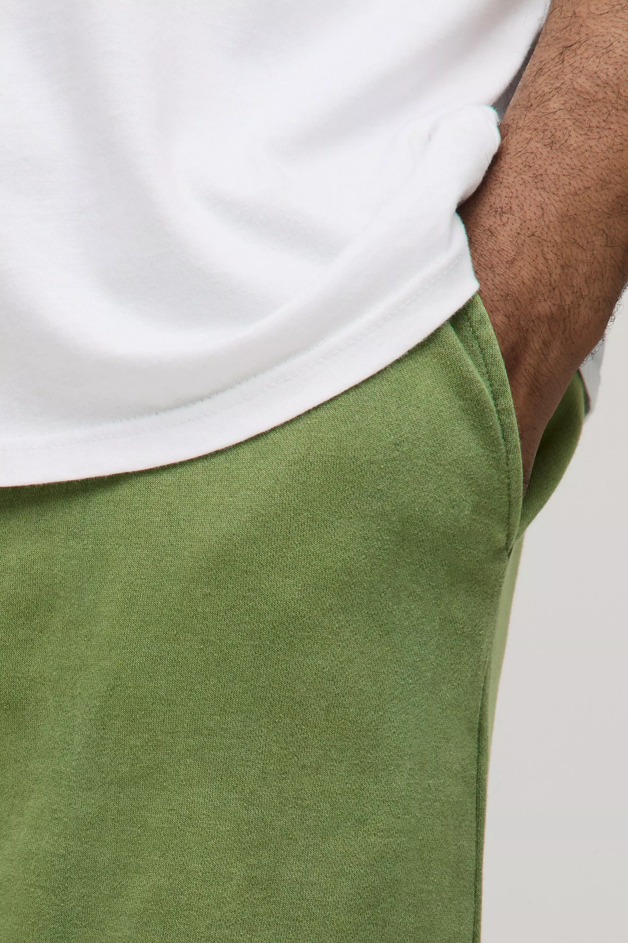 Khaki Plus Loose Fit Acid Wash Sweat Shorts alternative image