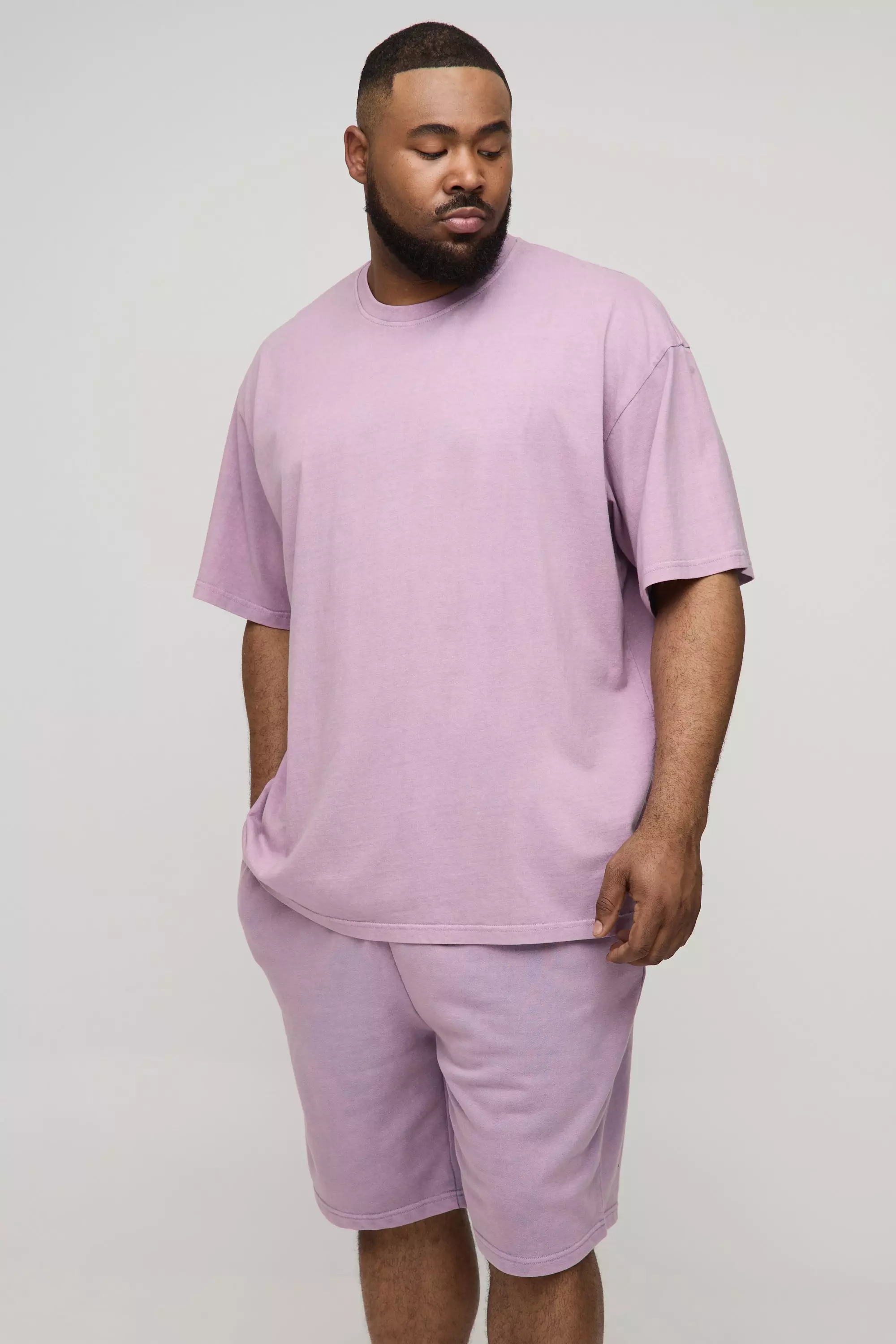Purple Plus Oversized Acid Wash T-Shirt & Short Set alternative image