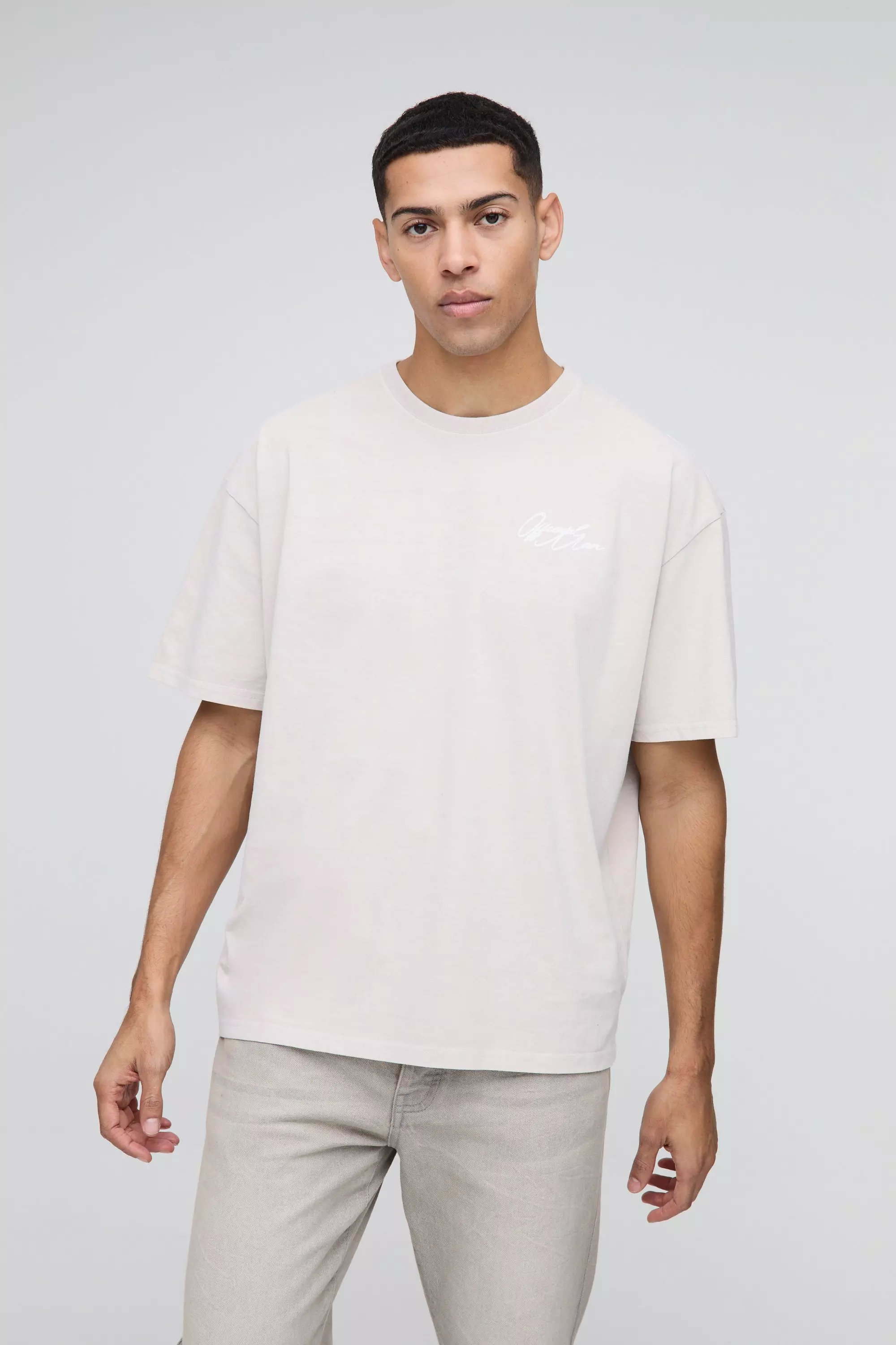 Stone Oversized Floral Print Washed T-Shirt alternative image