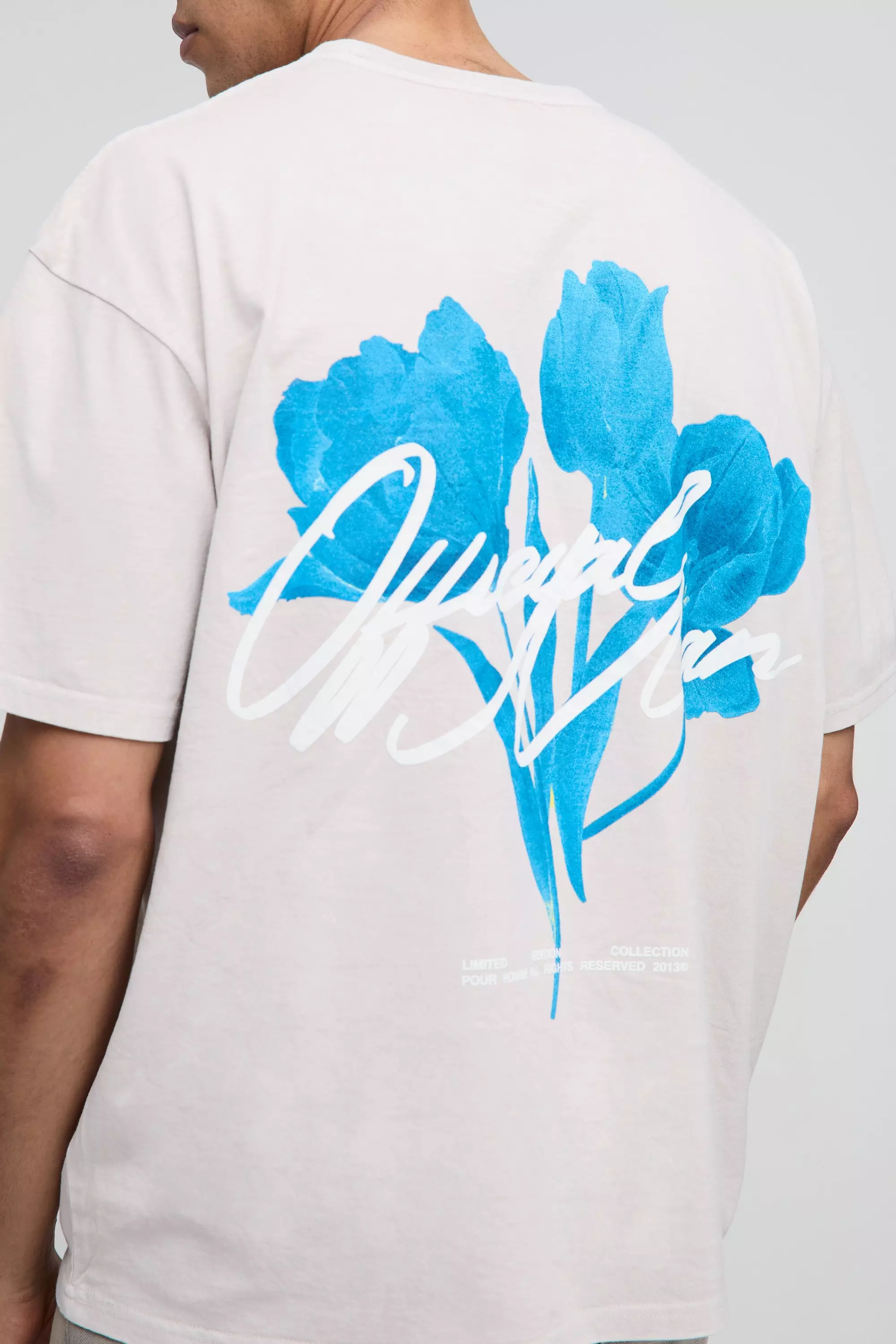 Stone Oversized Floral Print Washed T-Shirt alternative image