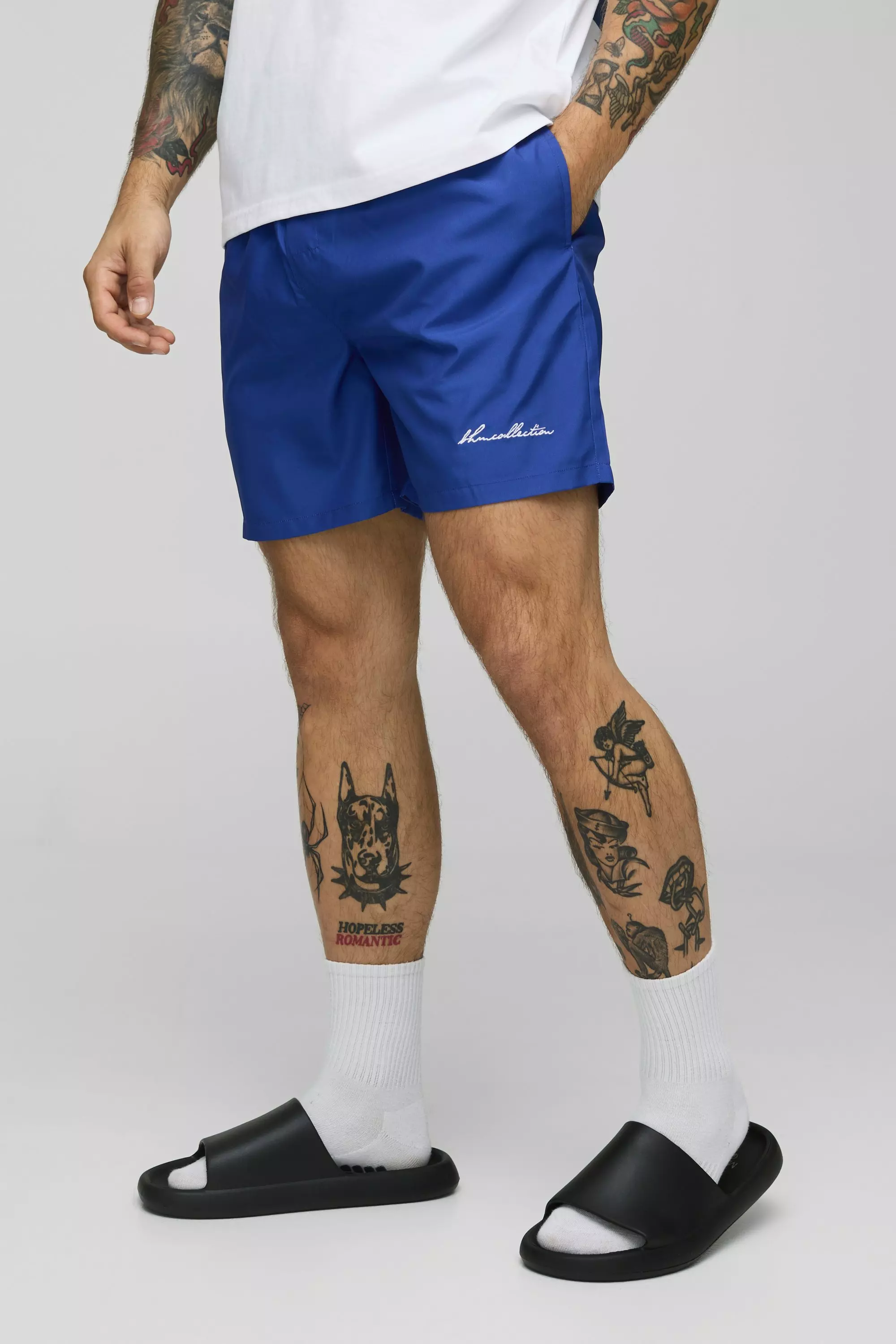 Mid Length Worldwide Swim Trunks Cobalt