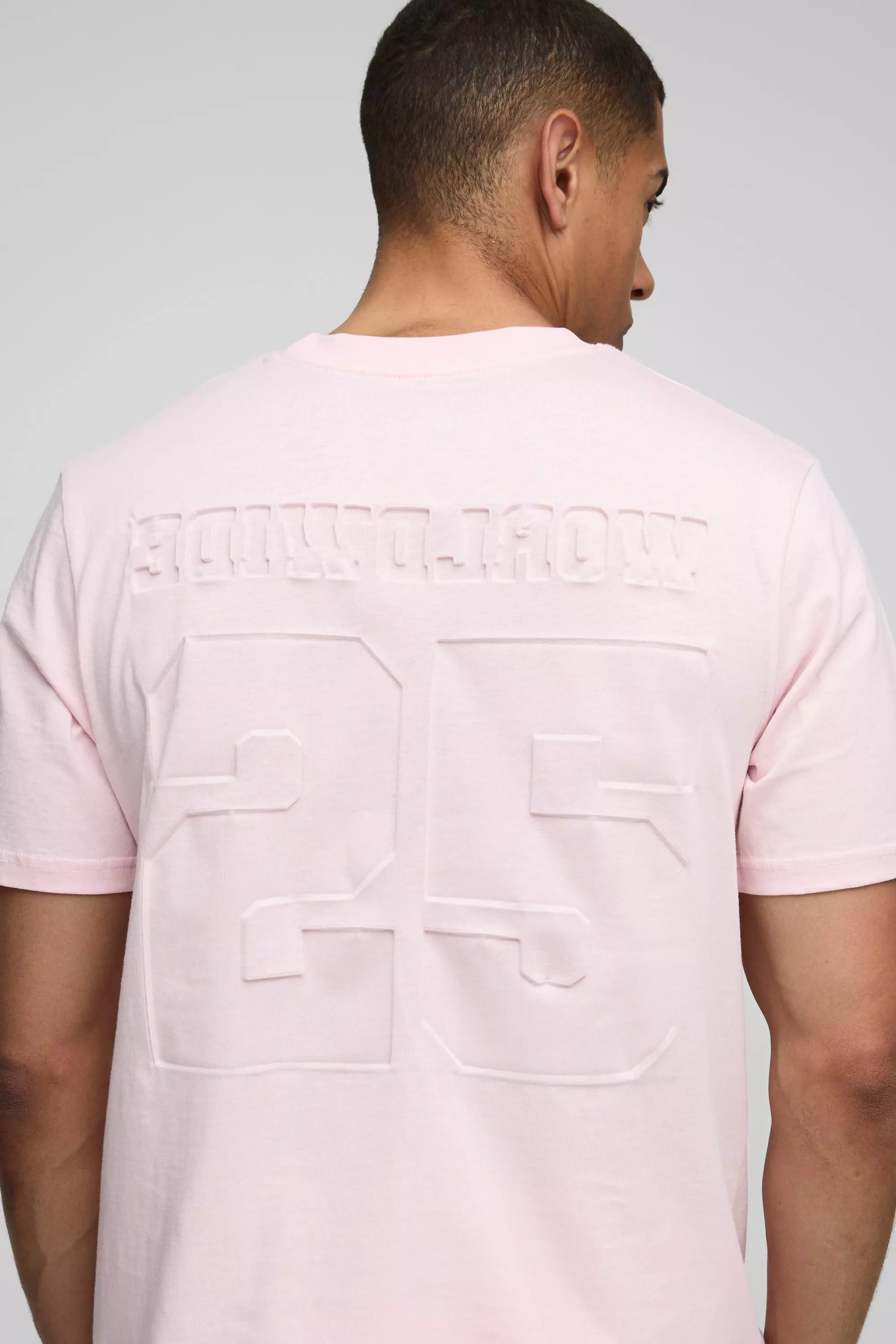 Pink Regular Fit Varsity 25 Debossed T-Shirt & Short Set alternative image