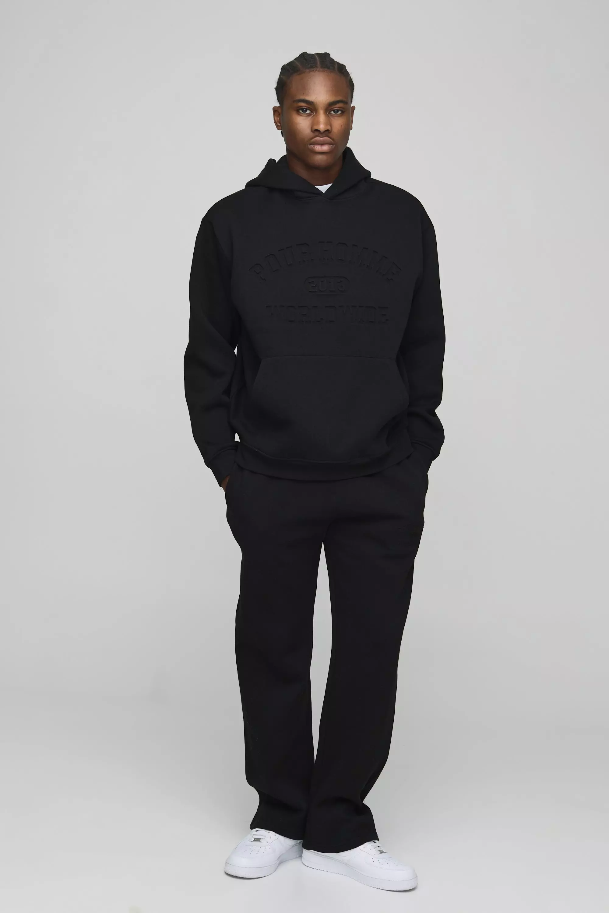 Oversized Homme Debossed Hooded Tracksuit | boohooMAN