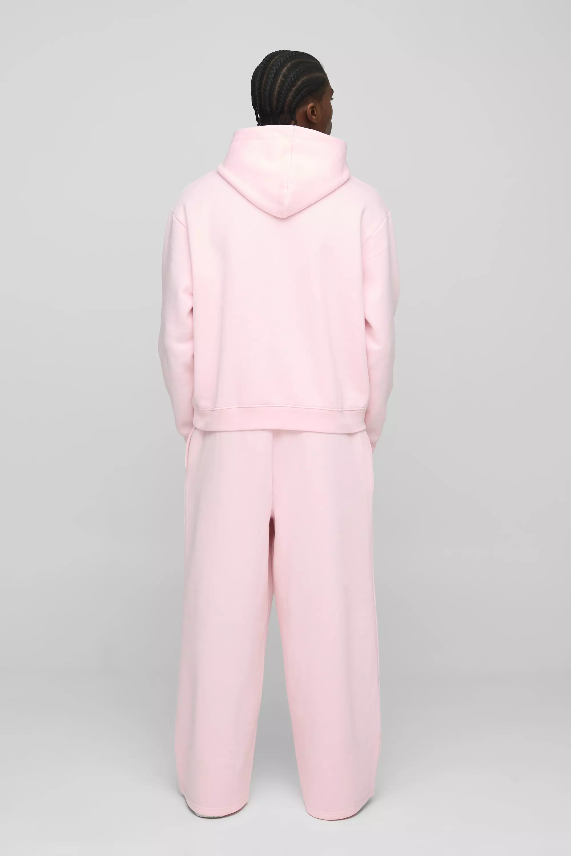 Light pink Oversized Boxy Homme Debossed Hooded Tracksuit alternative image