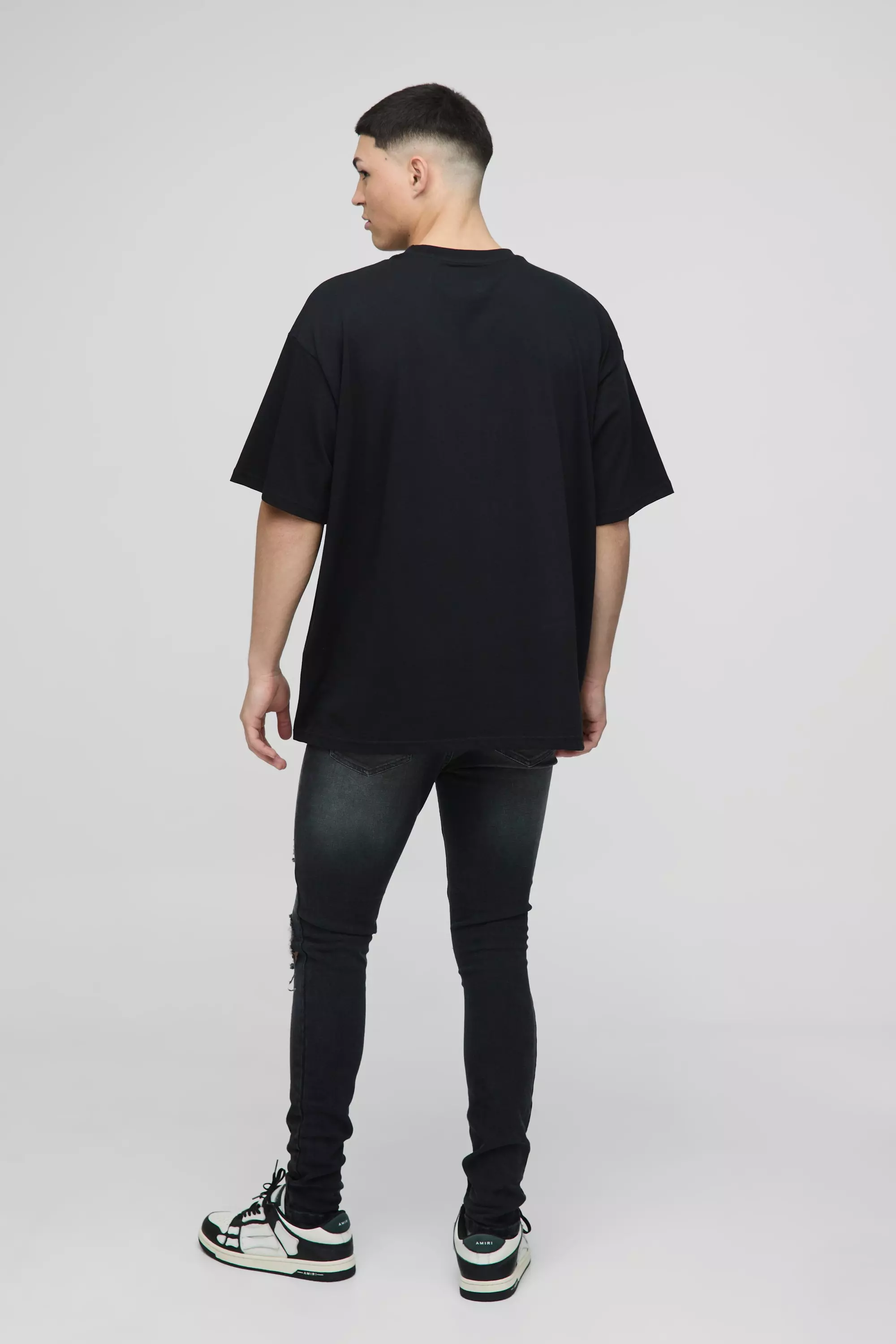 Black Oversized Homme Deboss T-Shirt alternative image