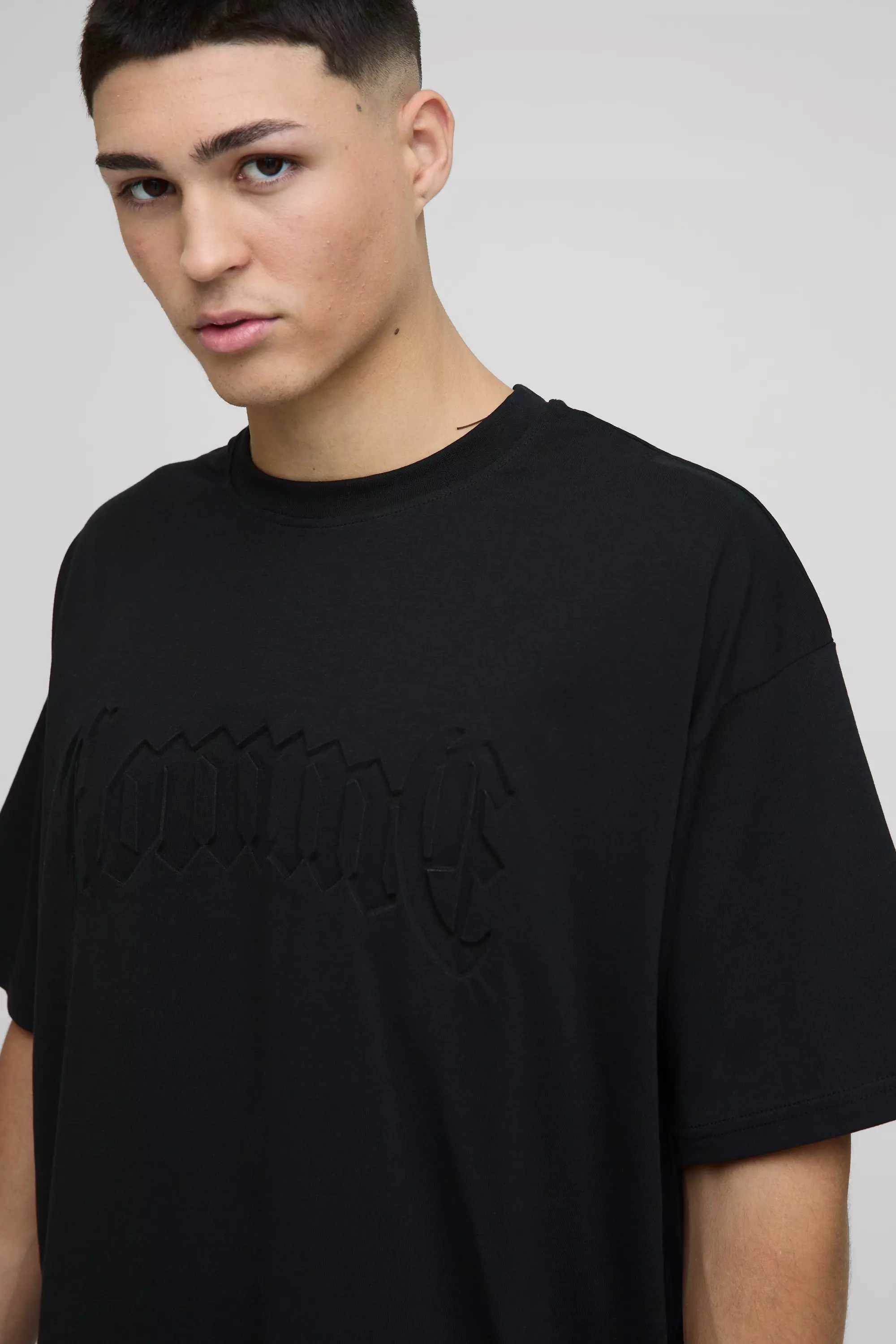 Black Oversized Homme Deboss T-Shirt alternative image