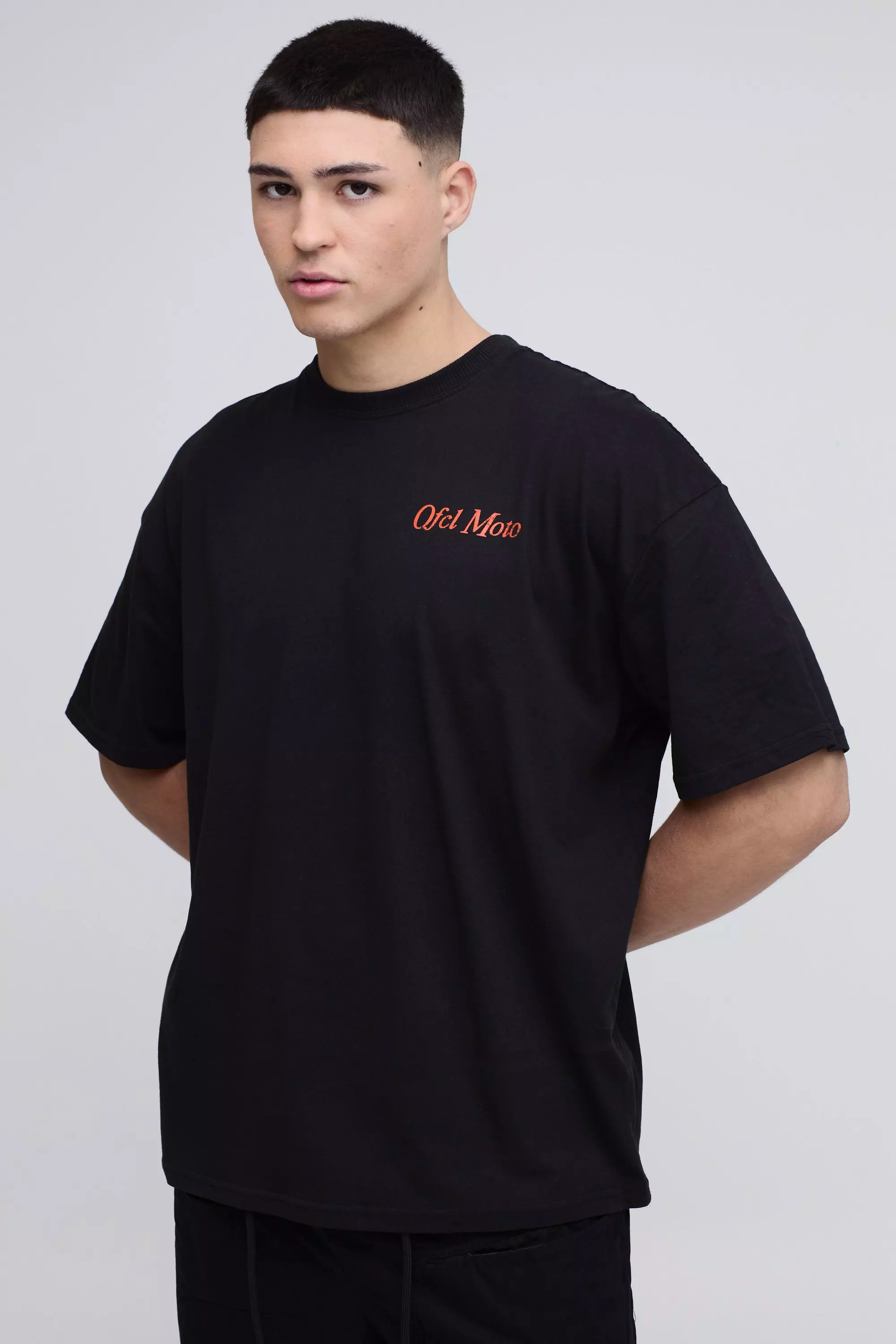 Black Oversized Stay Wild Moto Car T-Shirt alternative image