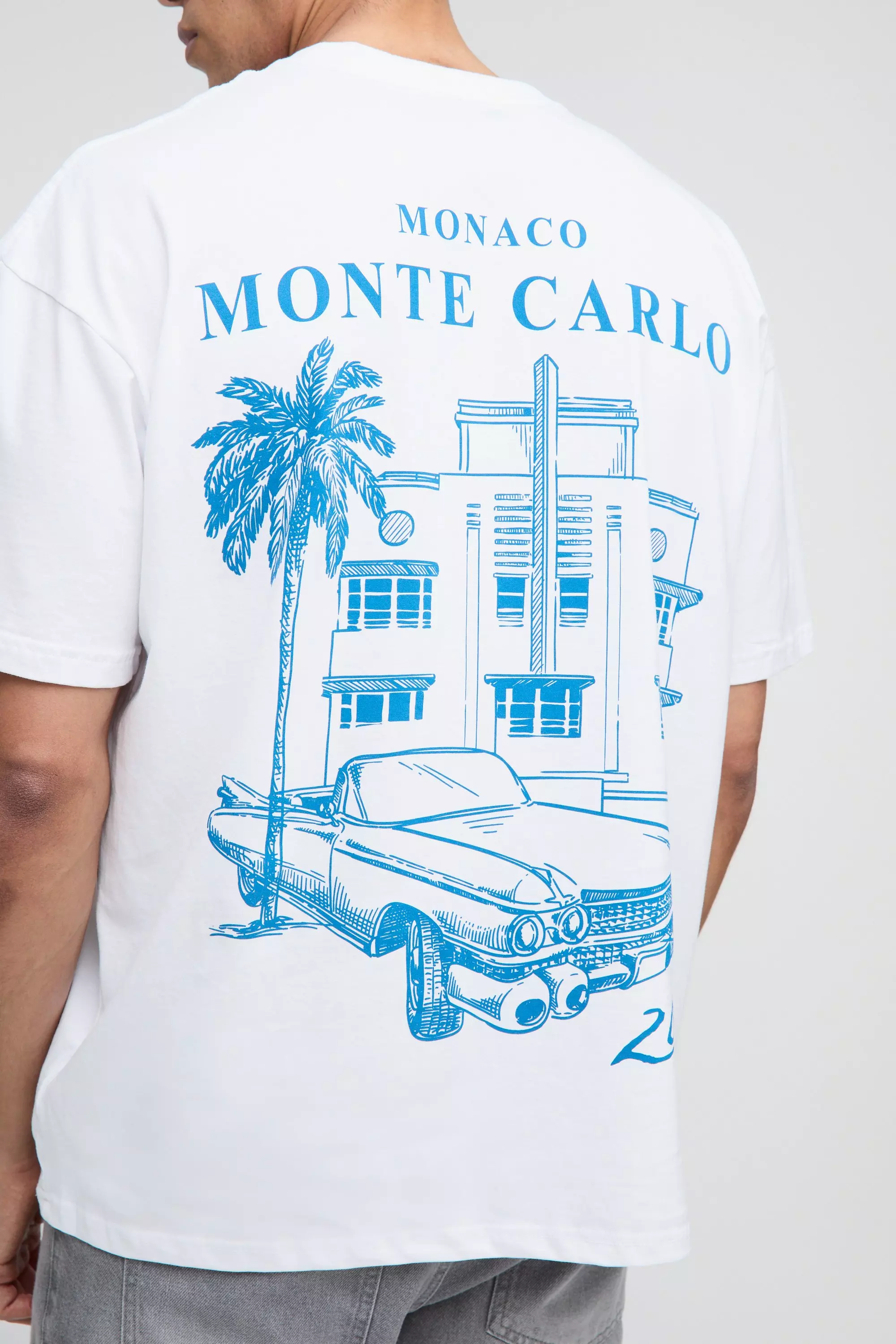 White Oversized Monte Carlo Car Landscape T-Shirt alternative image