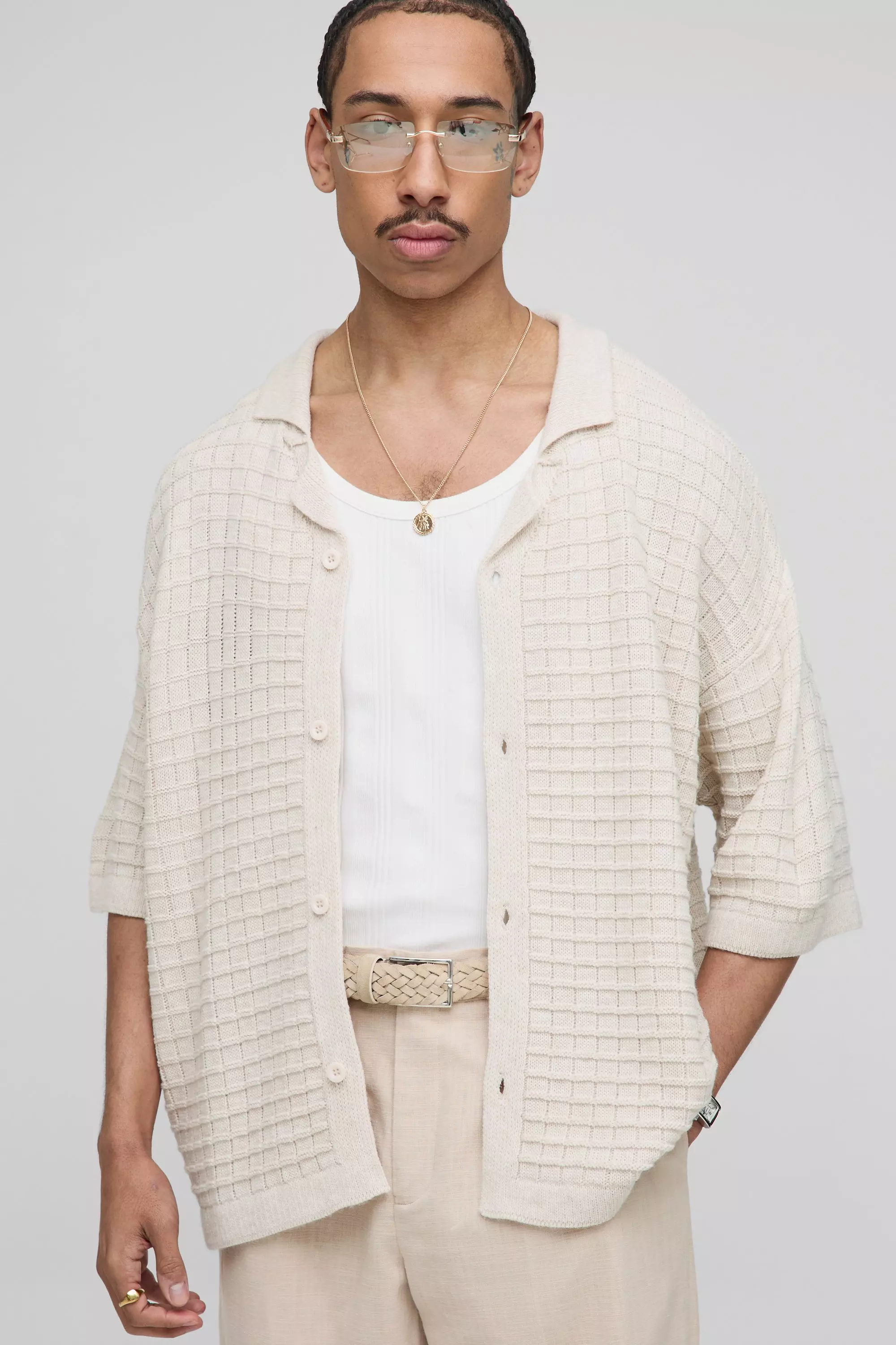 Chemise oversize en maille épaisse, Stone autre image
