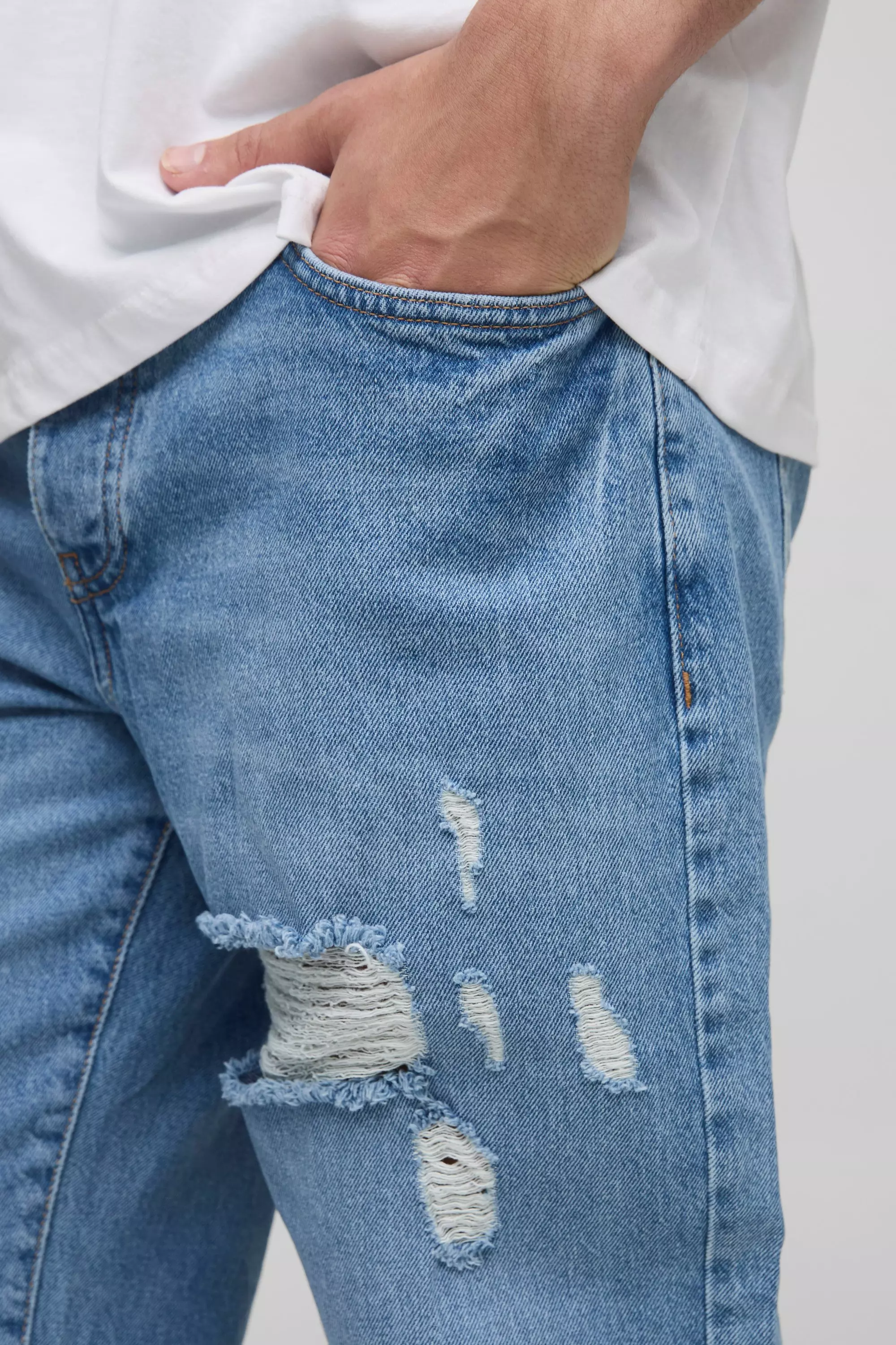Jean flare délavé déchiré au genou, Blue autre image