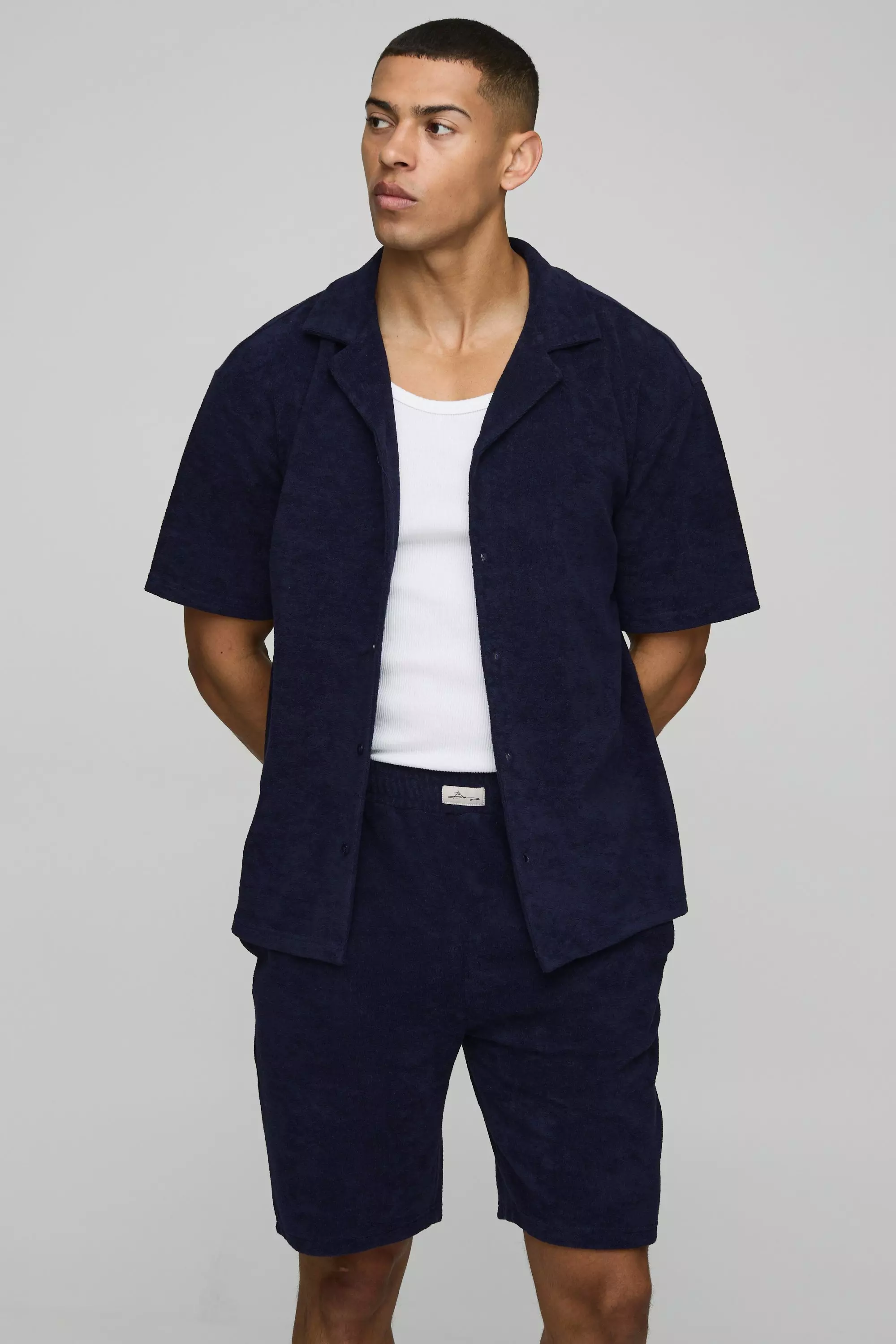 Ensemble oversize avec chemise éponge et short, Navy autre image