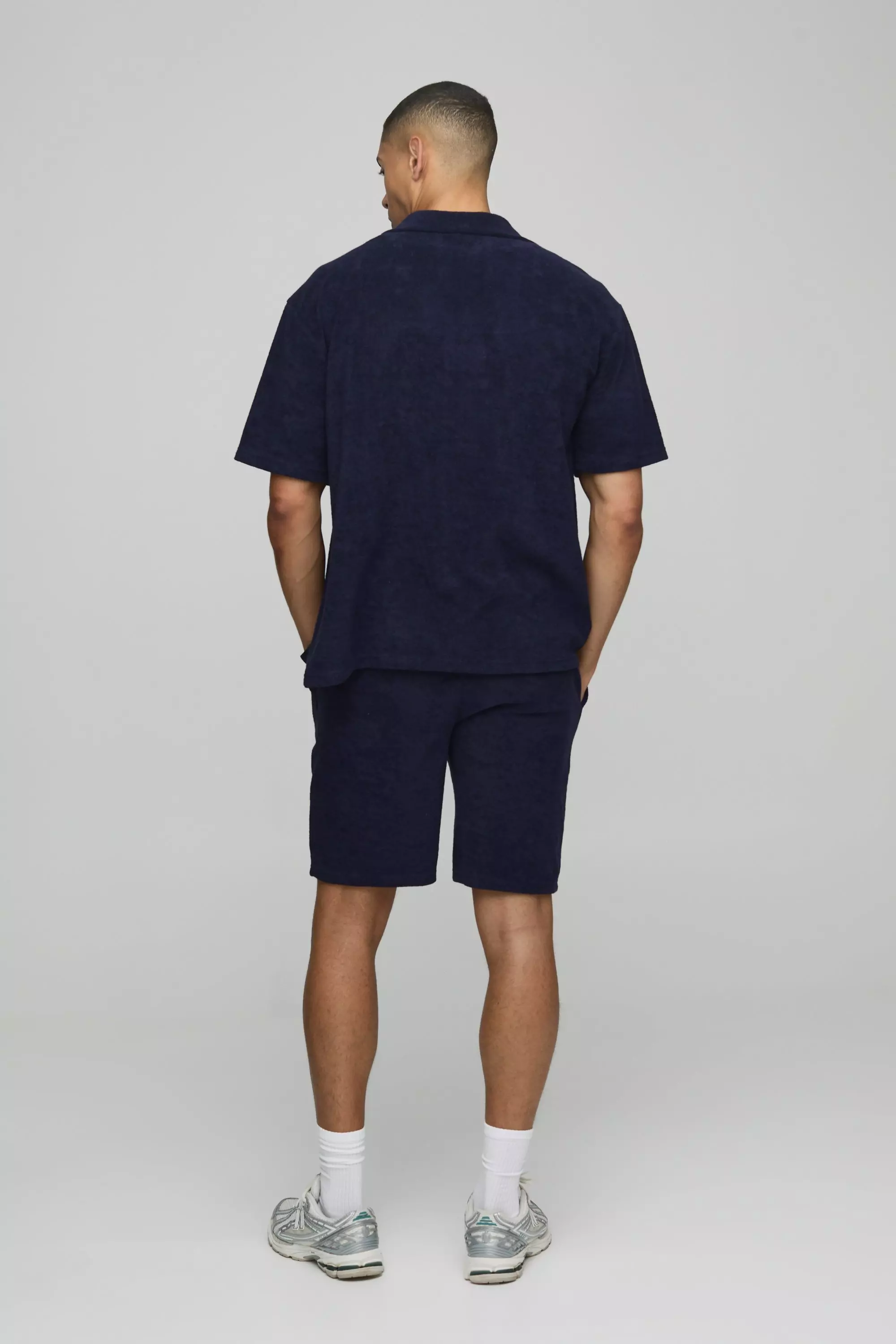 Ensemble oversize avec chemise éponge et short, Navy autre image