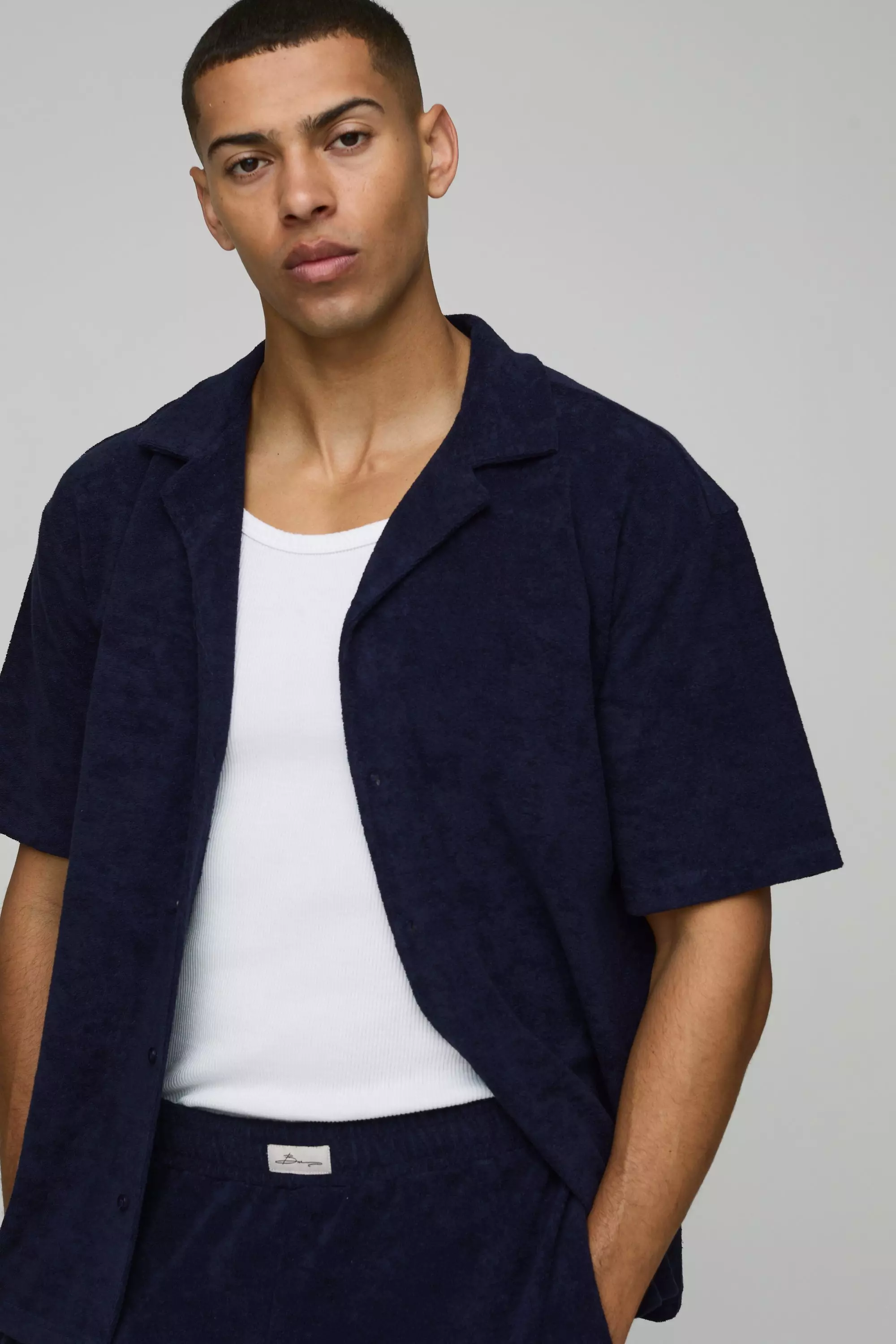 Ensemble oversize avec chemise éponge et short, Navy autre image