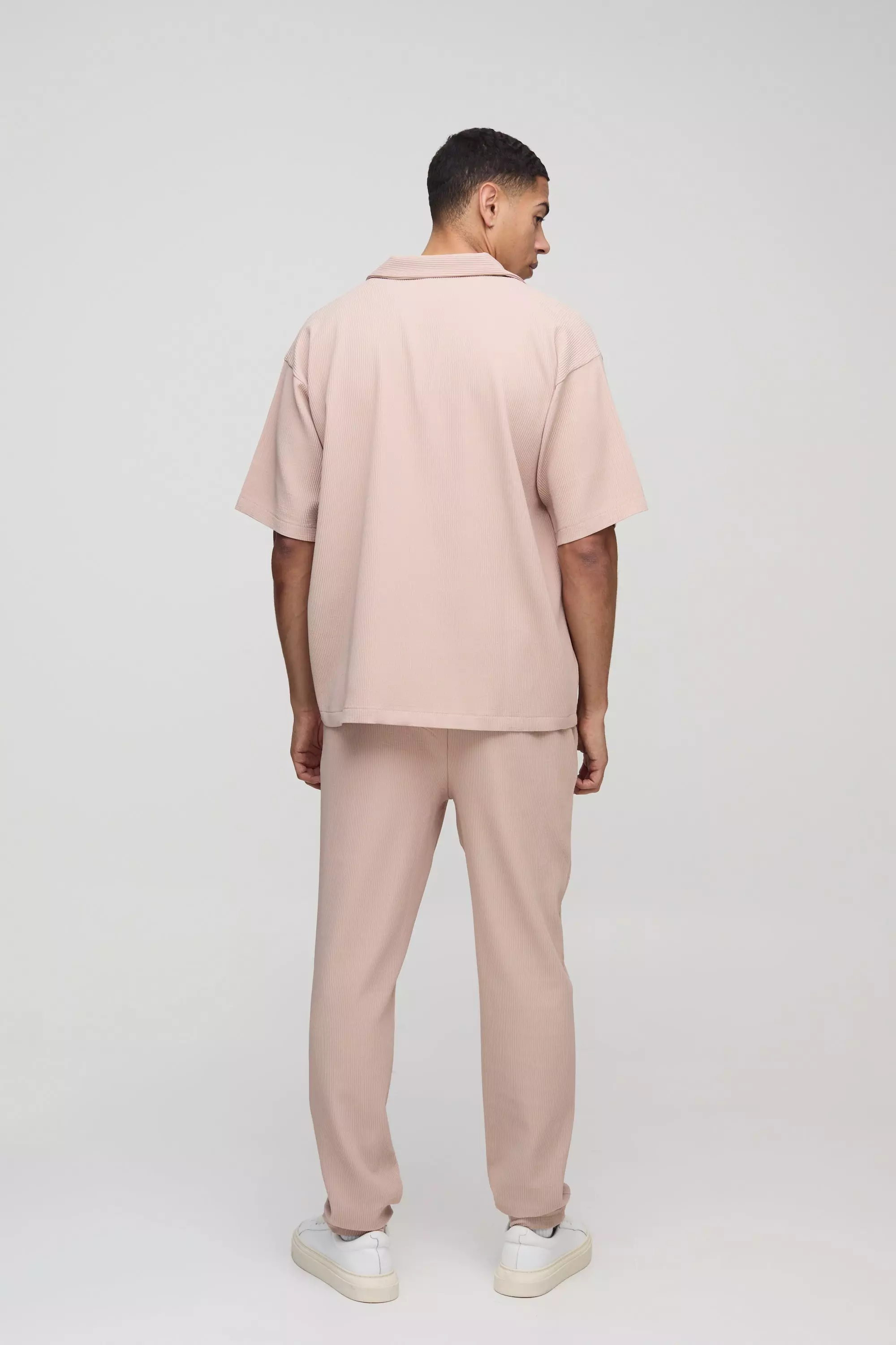 Oversize Hemd mit V-Ausschnitt, Taupe alternatives Bild