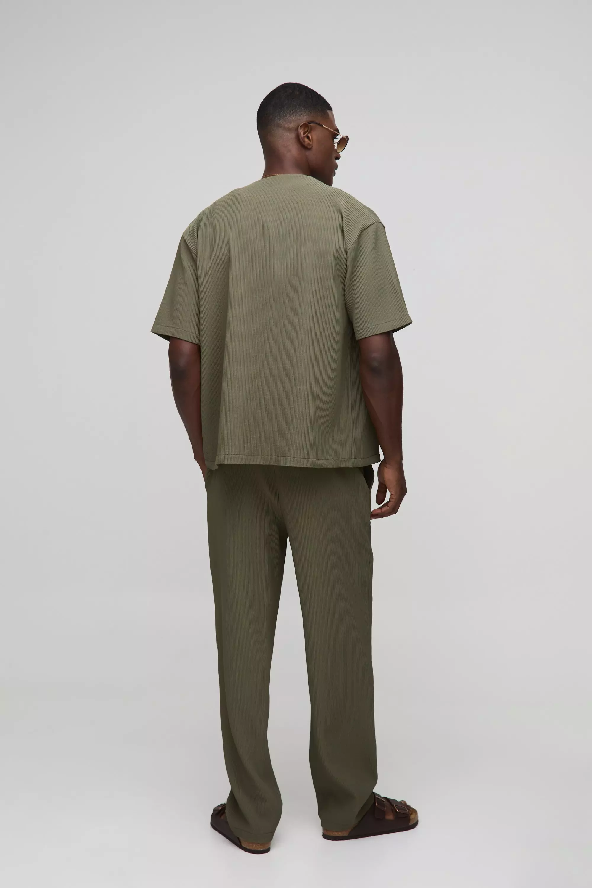 Chemise oversize plissée à manches courtes, Olive autre image