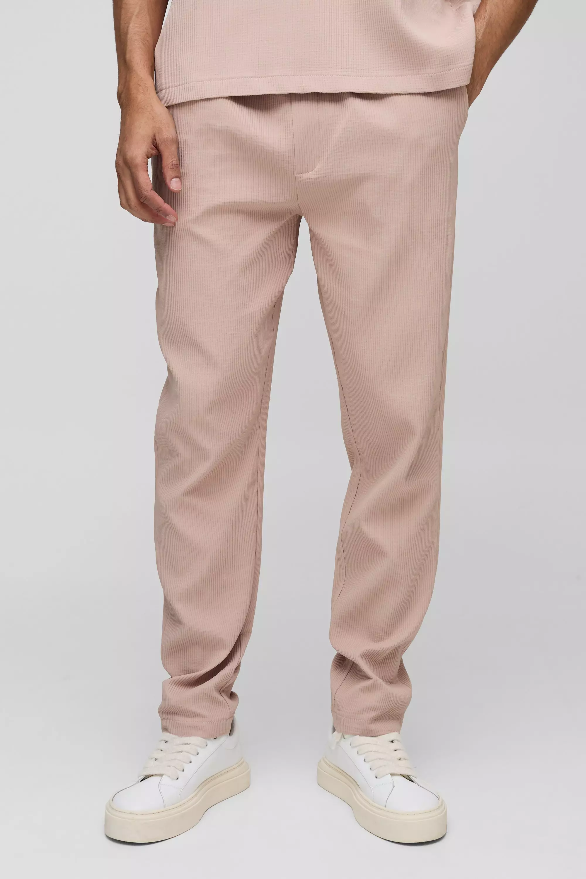 Slim-Fit Hose mit elastischem Bund, Taupe alternatives Bild