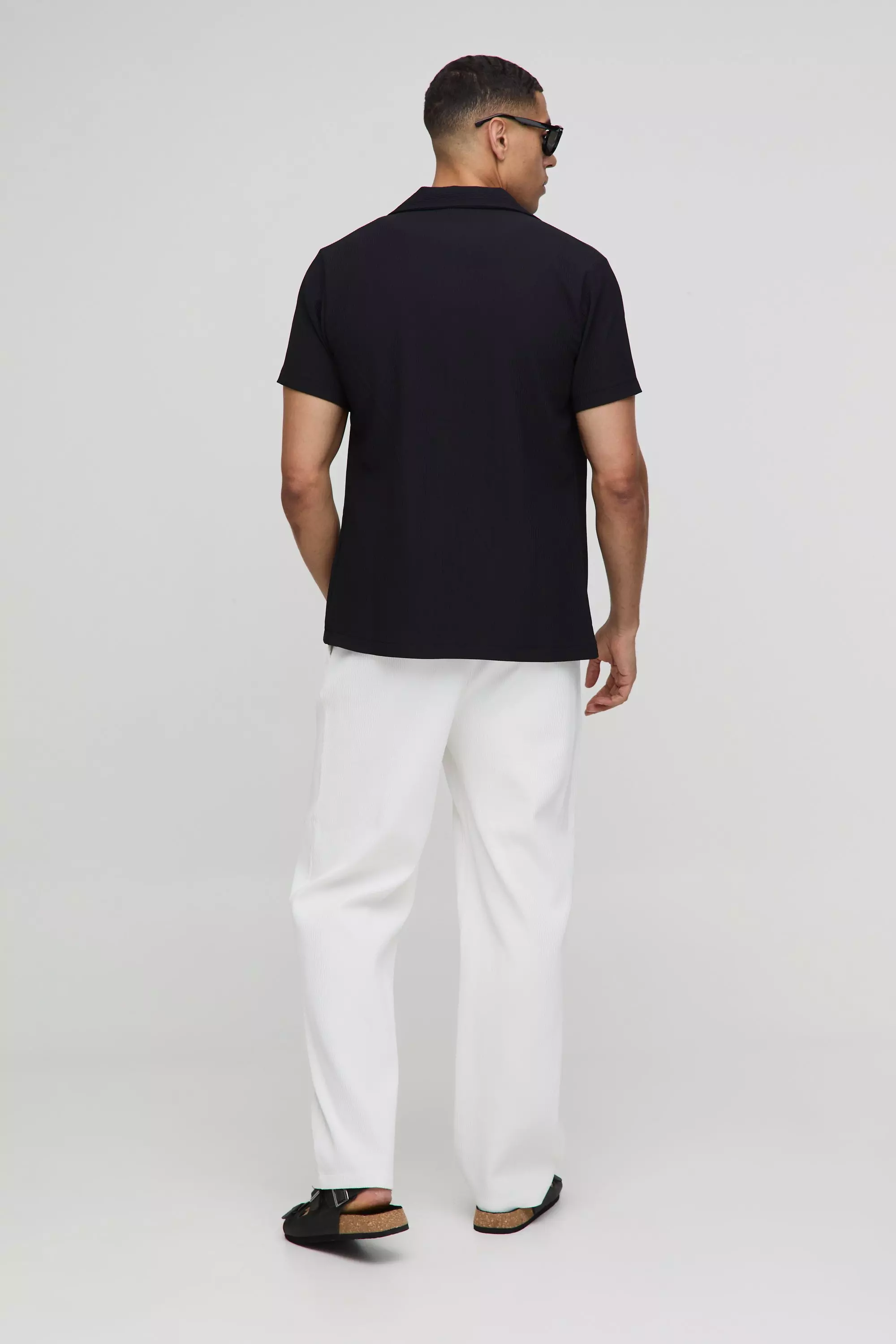 Relaxed Fit Elasticated Waist Pleated Pants | boohooMAN USA