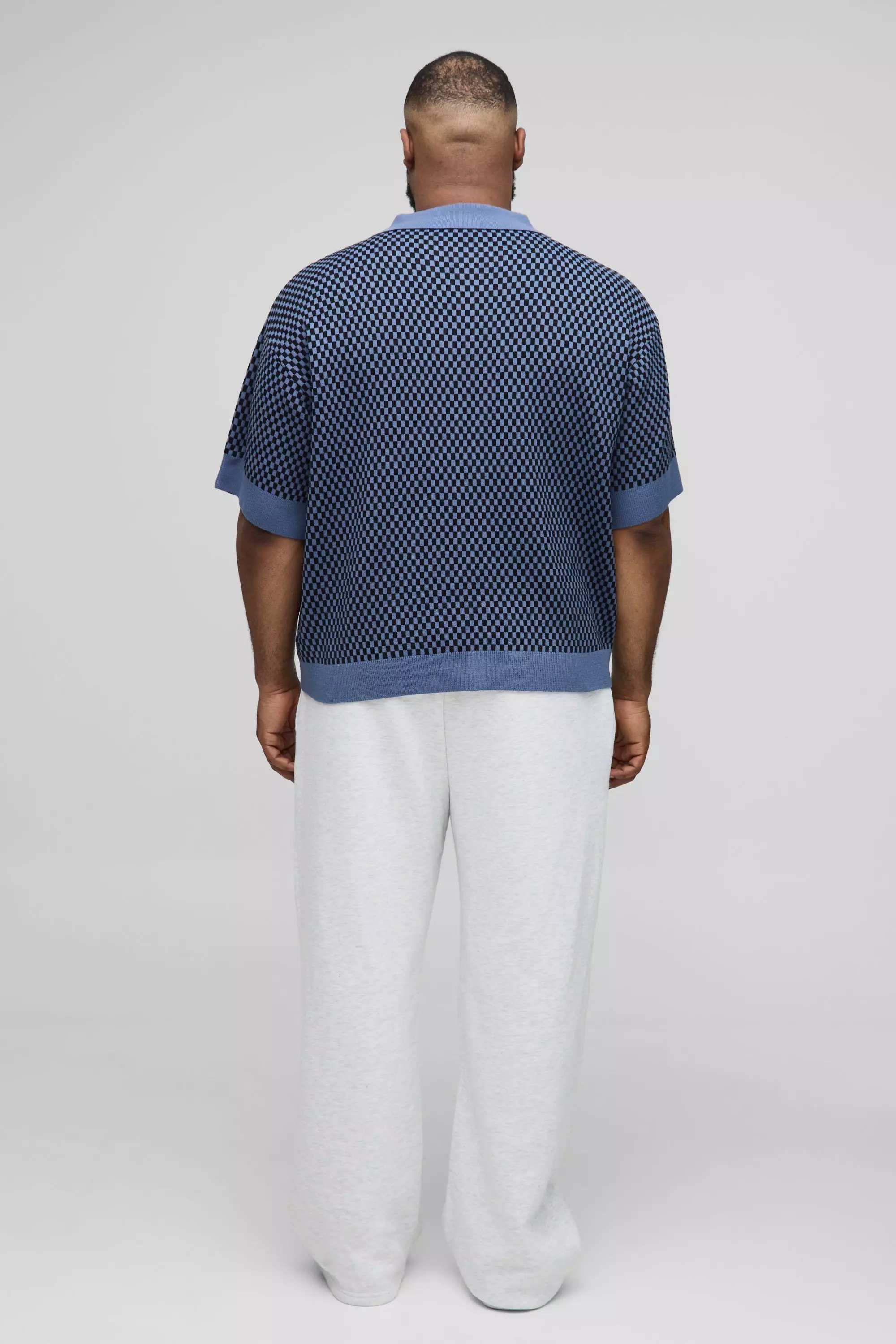 Grande taille - Polo à carreaux et manches longues, Blue autre image