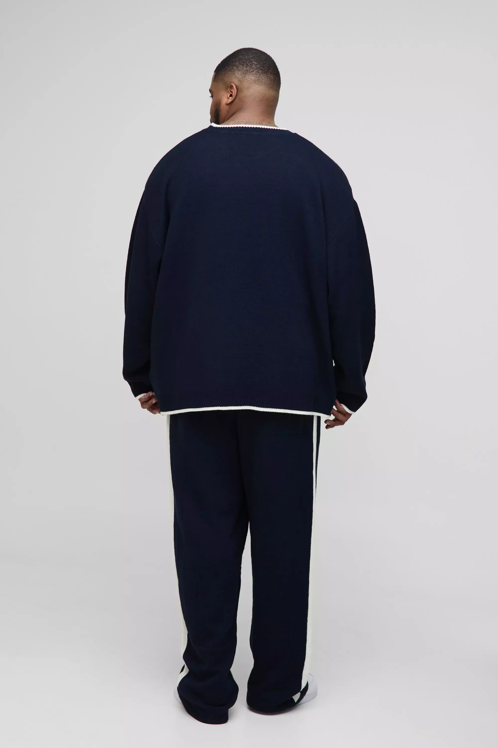 Navy Plus Oversized Boxy Homme Sport Knitted Tracksuit alternative image