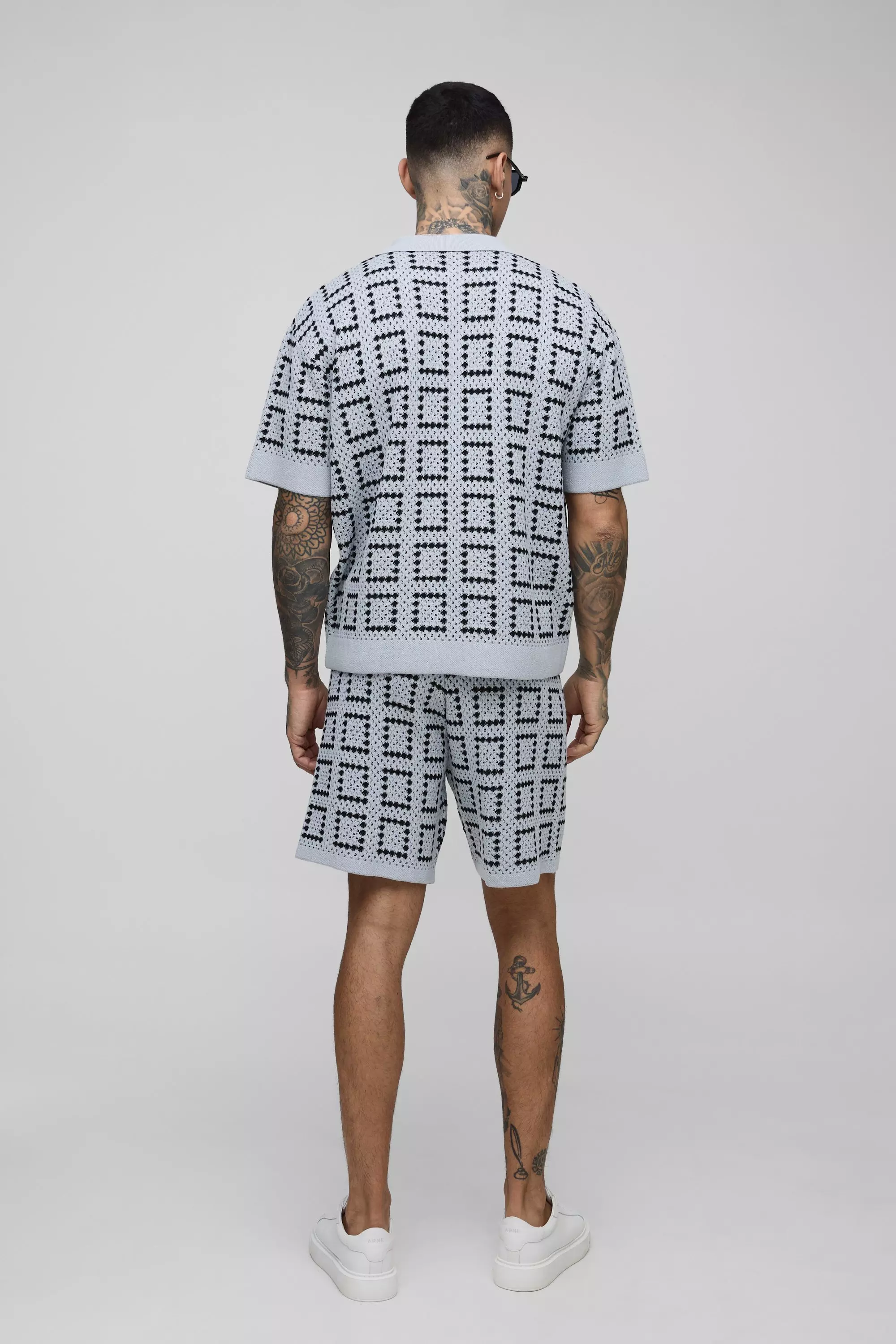 Tall gehäkeltes Poloshirt & Shorts, Grey alternatives Bild