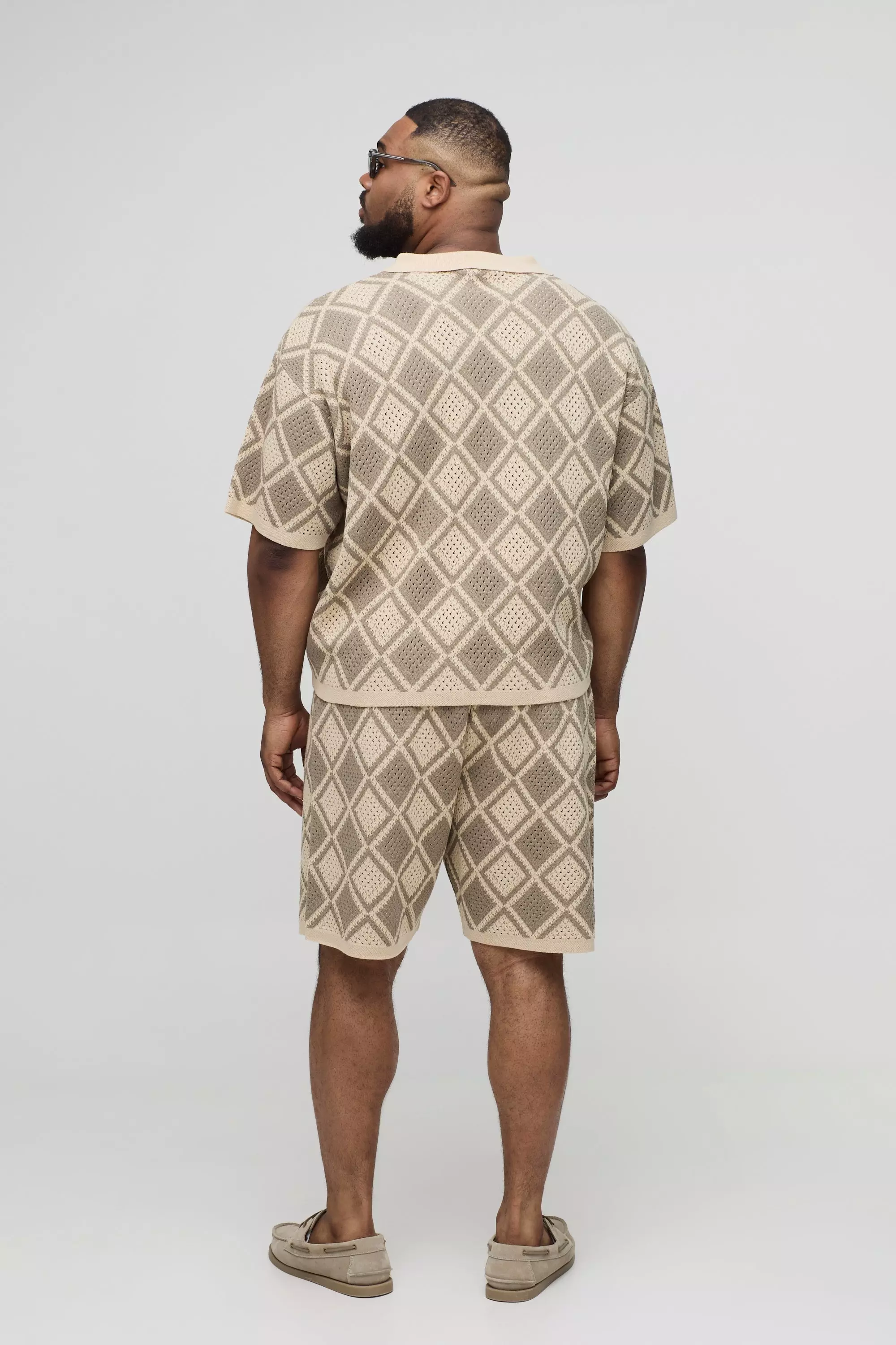 Plus gehäkeltes Polo-Shirt & Shorts, Olive alternatives Bild