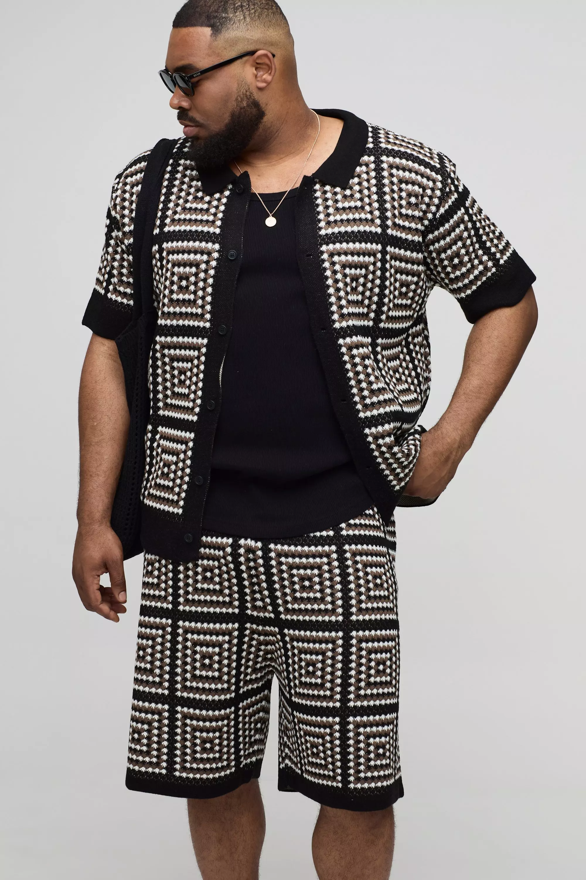 Plus gehäkeltes Hemd & Shorts, Black alternatives Bild
