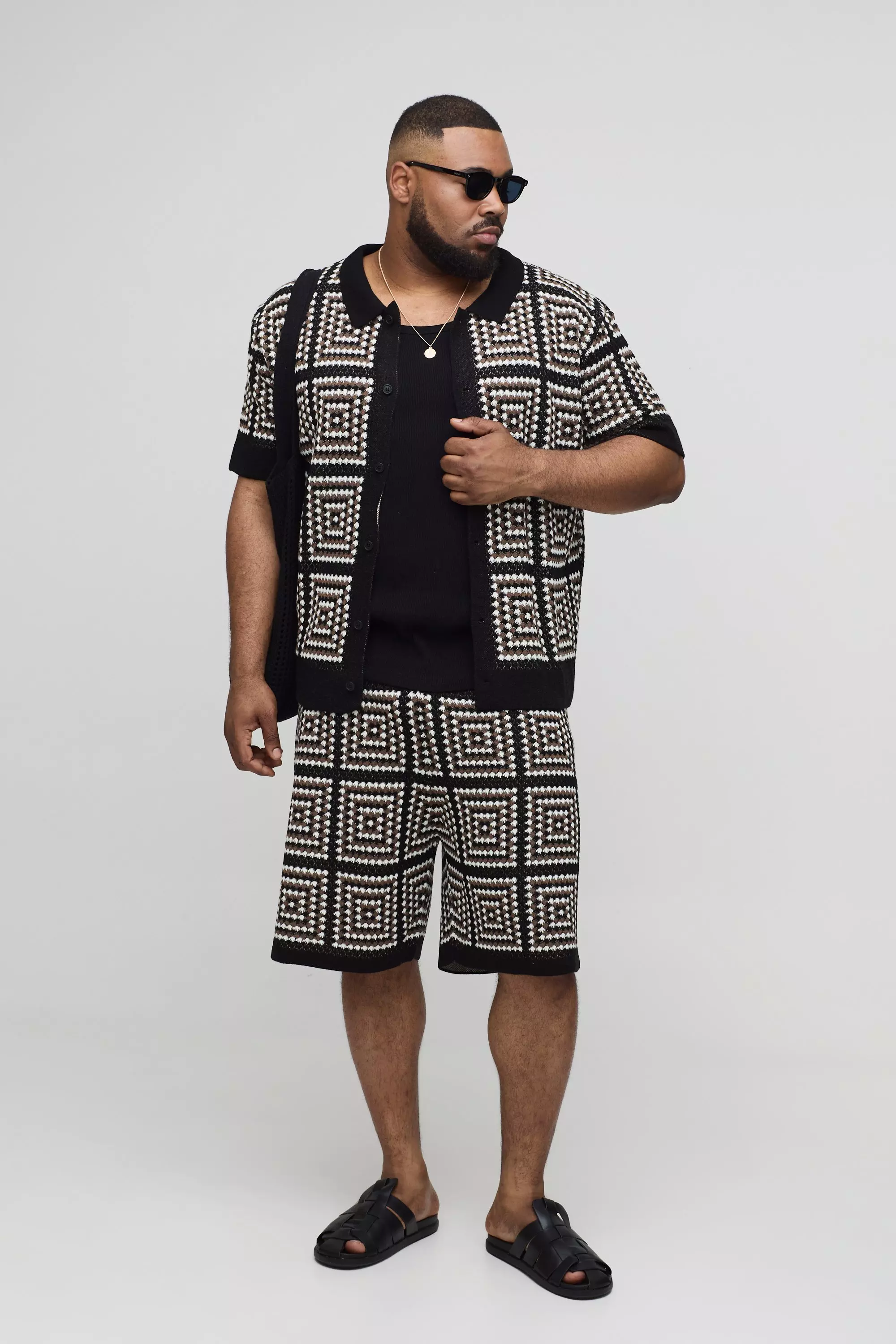 Plus gehäkeltes Hemd & Shorts, Black alternatives Bild