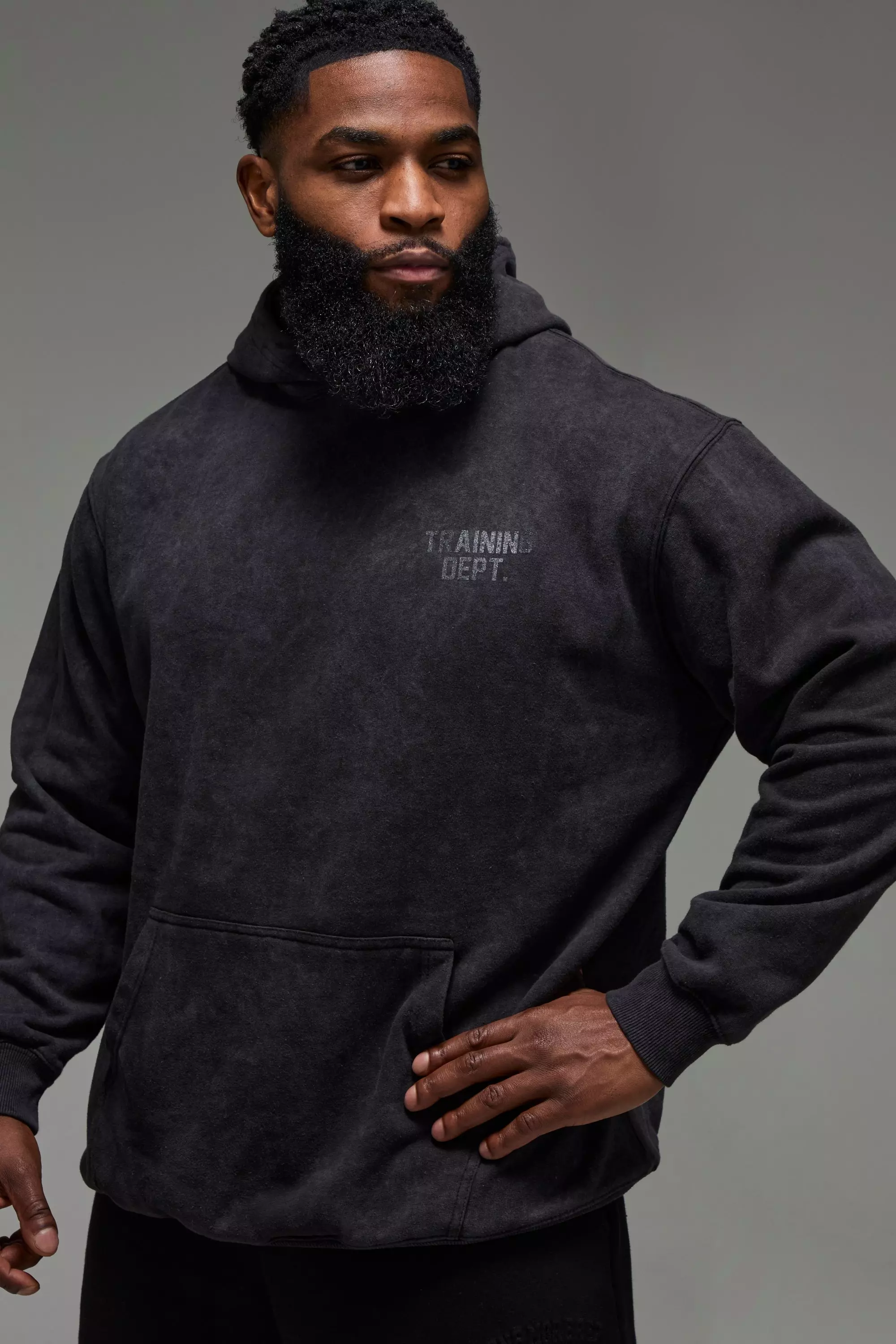 Felpa Squadrata Slavata Man Active Training Dept, Black immagine alternativa
