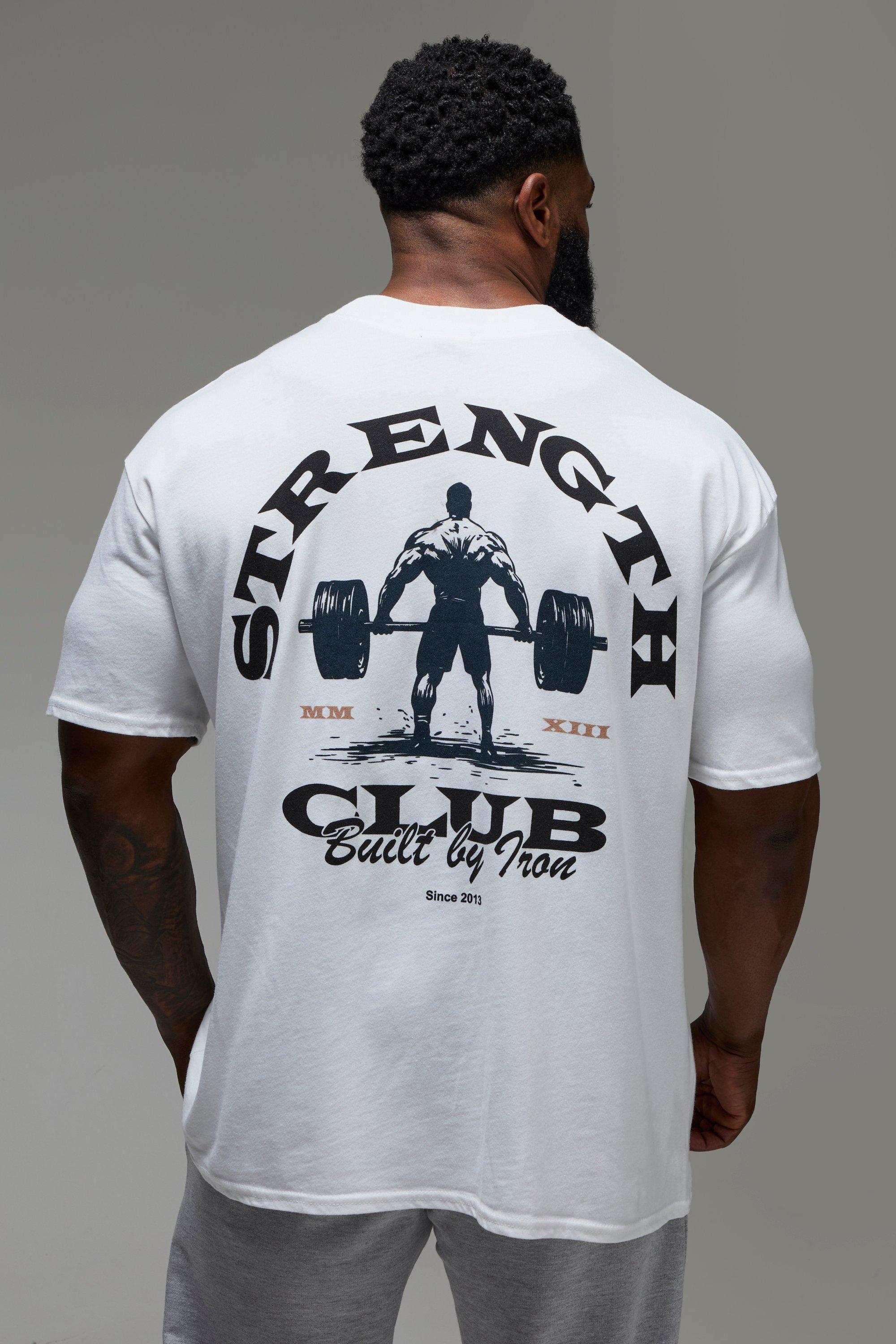 Man Active Strength Club Oversized Extended Neck T-shirt | boohooMAN USA