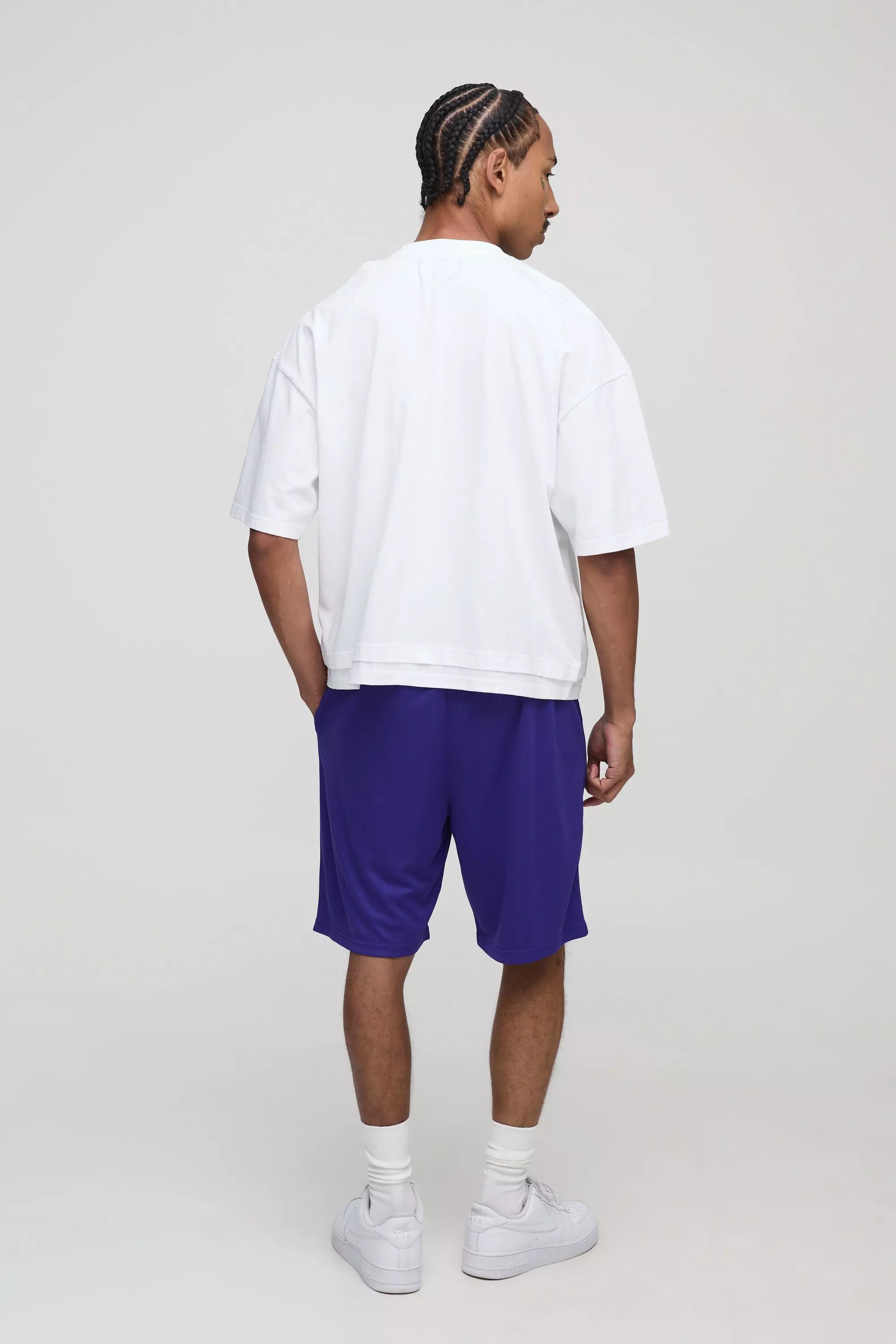 Oversized Boxy Faux Layer T-Shirt And Mesh Short Set | boohooMAN USA