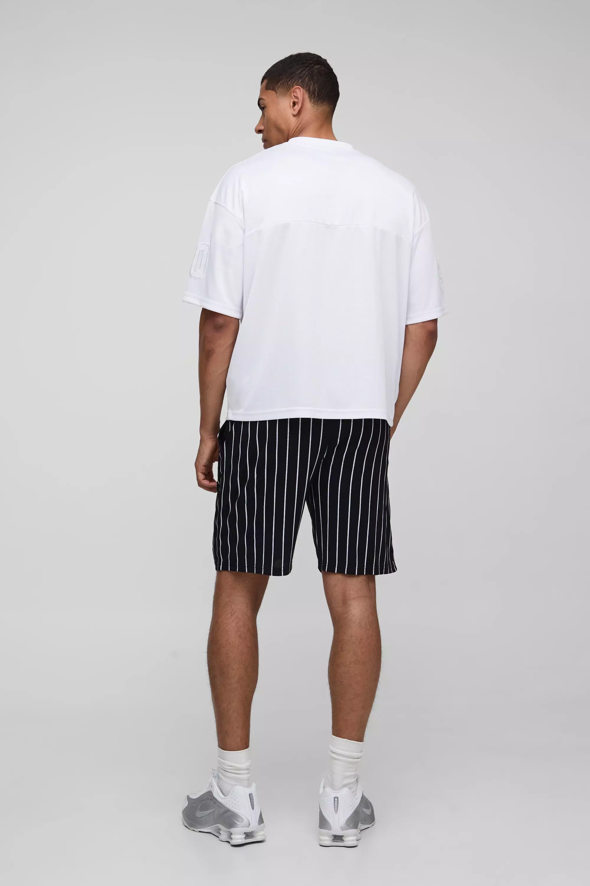 Relaxed Jersey OFCL Embroidered Mesh Shorts | boohooMAN USA
