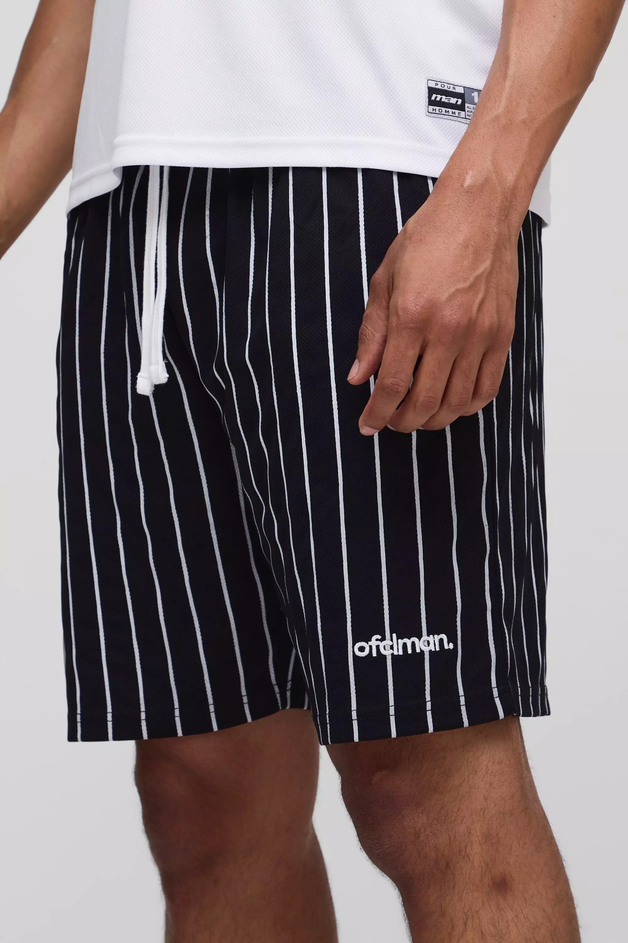 Relaxed Jersey OFCL Embroidered Mesh Shorts | boohooMAN USA