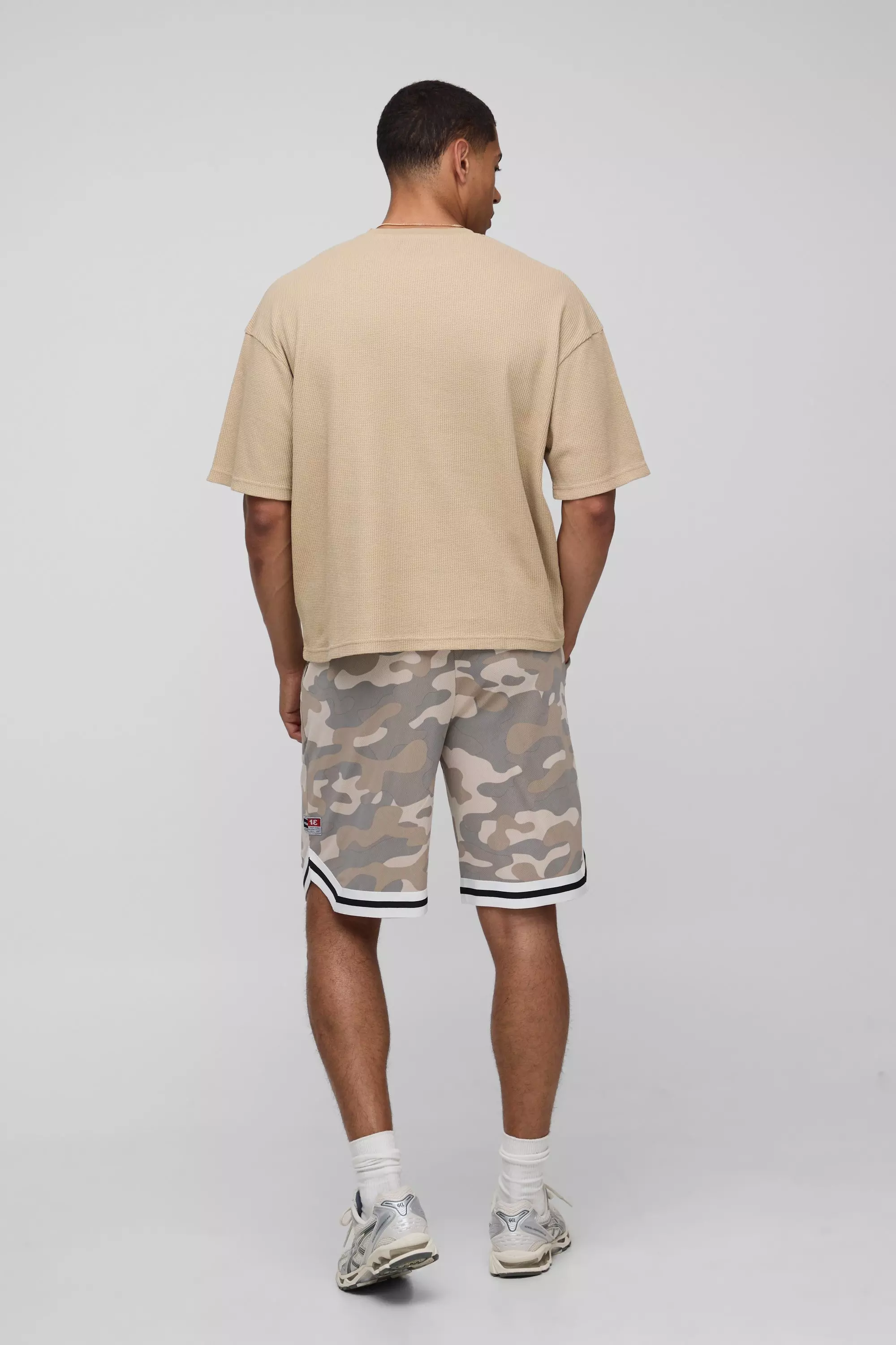 Oversized Boxy Waffle T-shirt And Basketball Short Set | boohooMAN USA