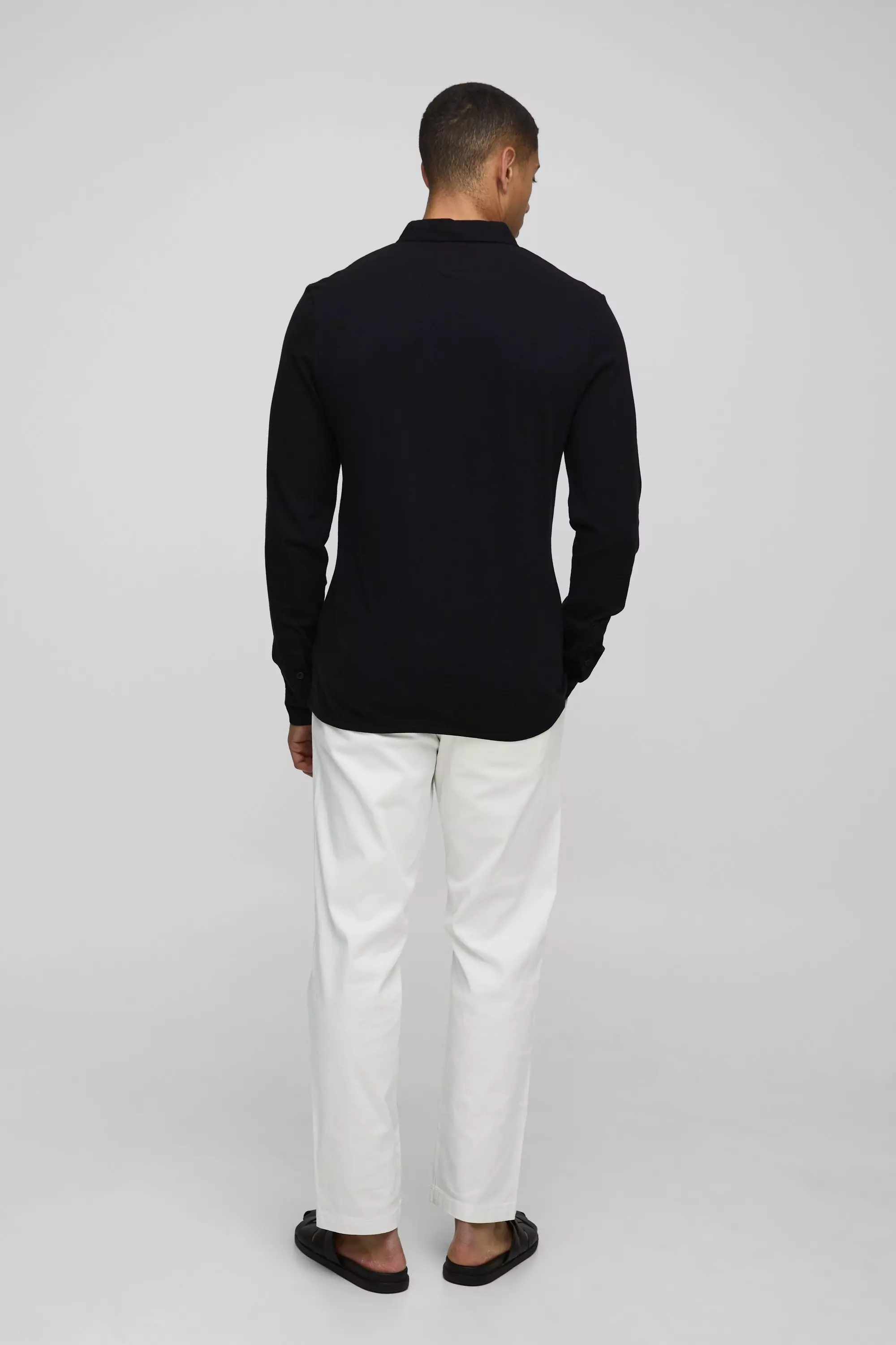 Chemise slim piqué en jersey, Black autre image