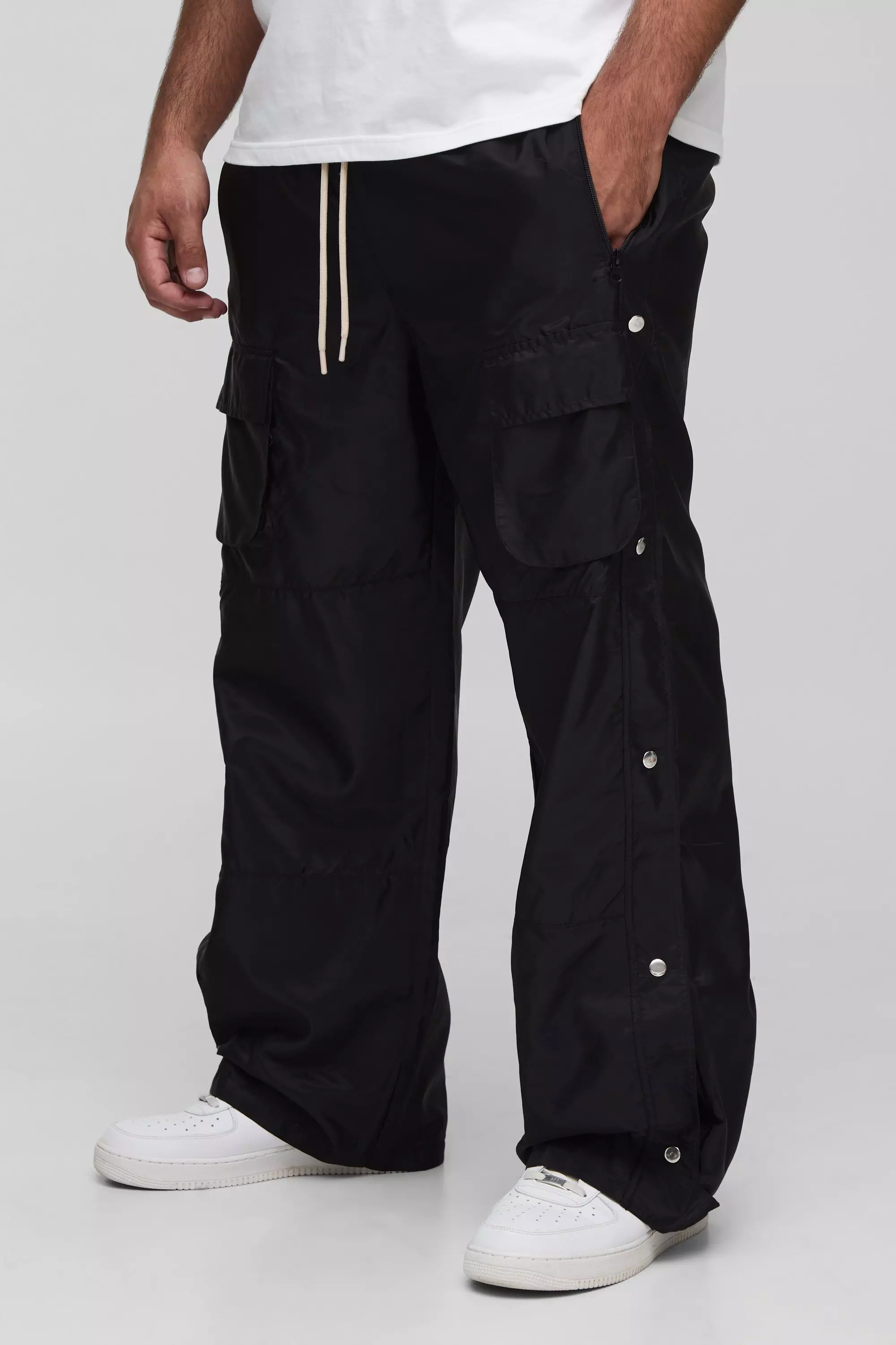 Plus Elasticated Waist Relaxed Cargo Trousers Black